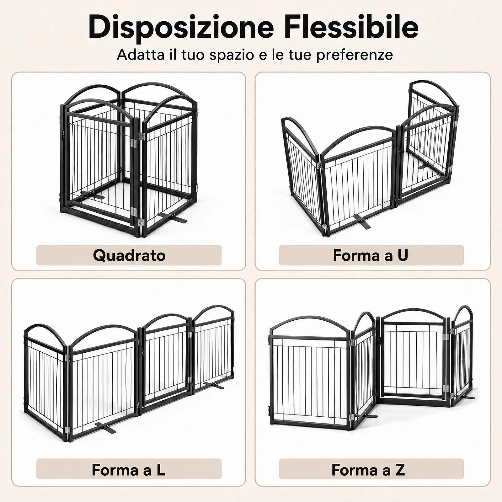 COSTWAY Recinto per Cani da Interno ed Esterno con 4 Pannelli (Nero) - immagine 4