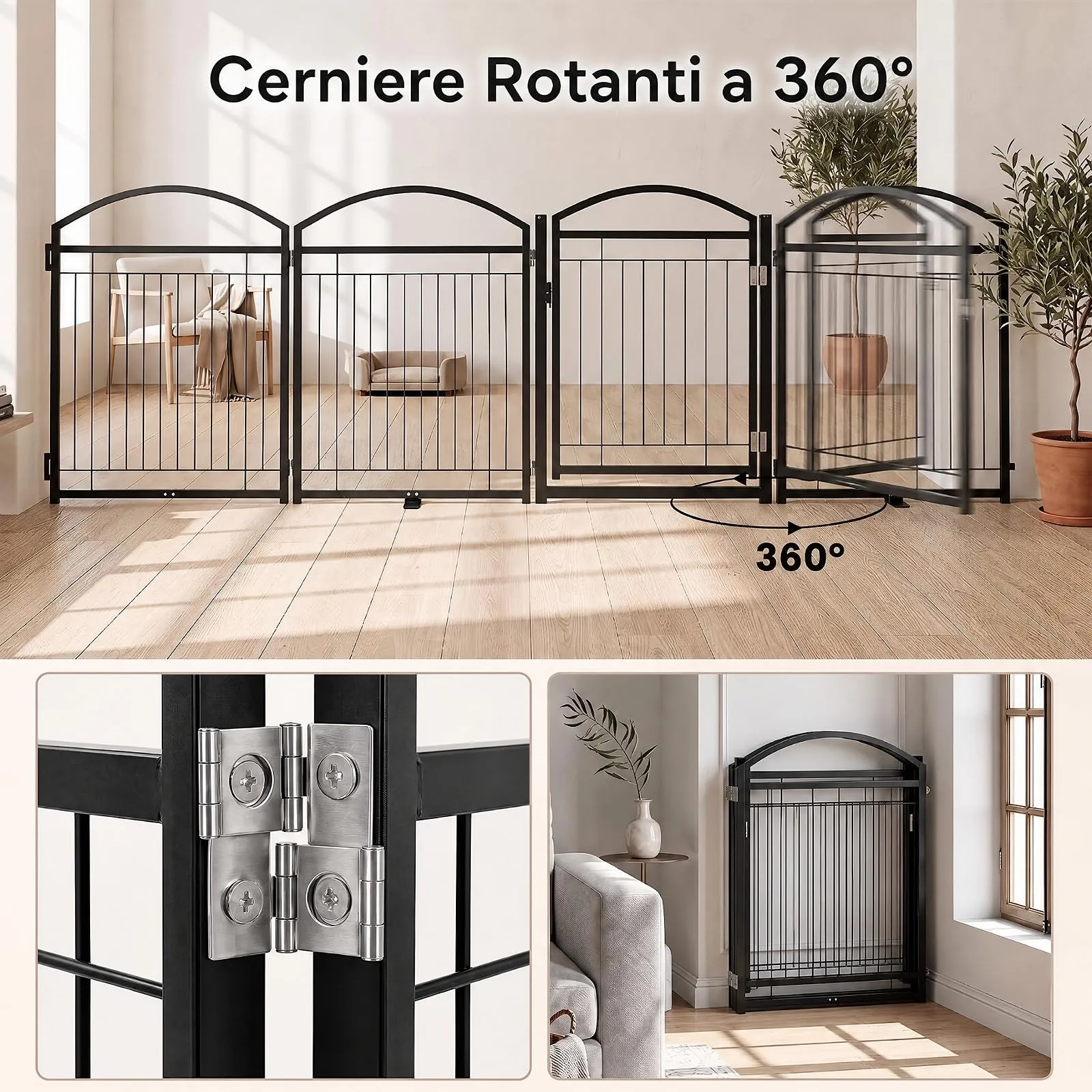 COSTWAY Recinto per Cani da Interno ed Esterno con 4 Pannelli (Nero) - immagine 5