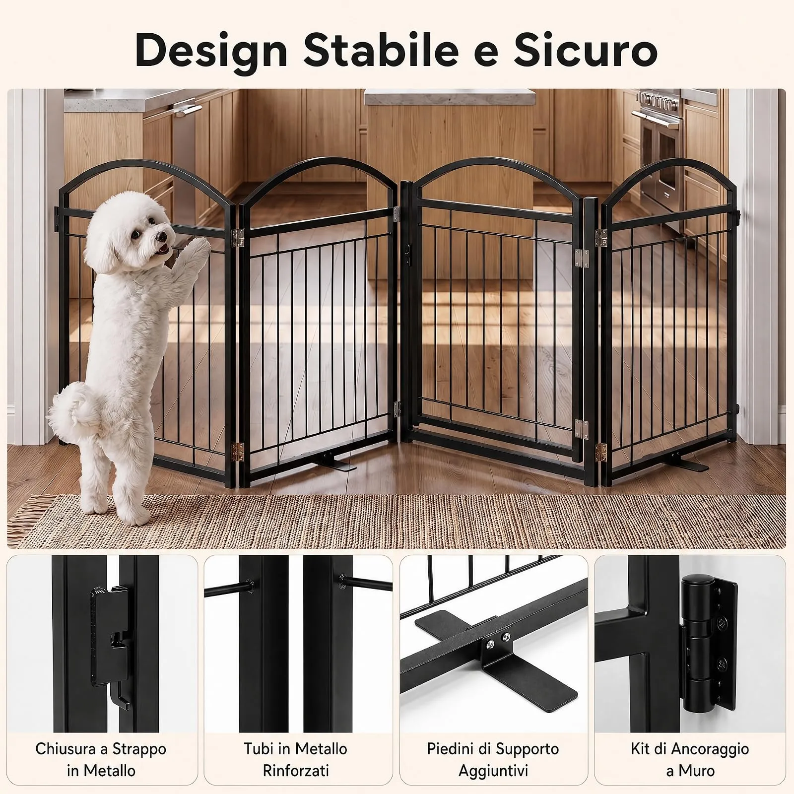 COSTWAY Recinto per Cani da Interno ed Esterno con 4 Pannelli (Nero) - immagine 6