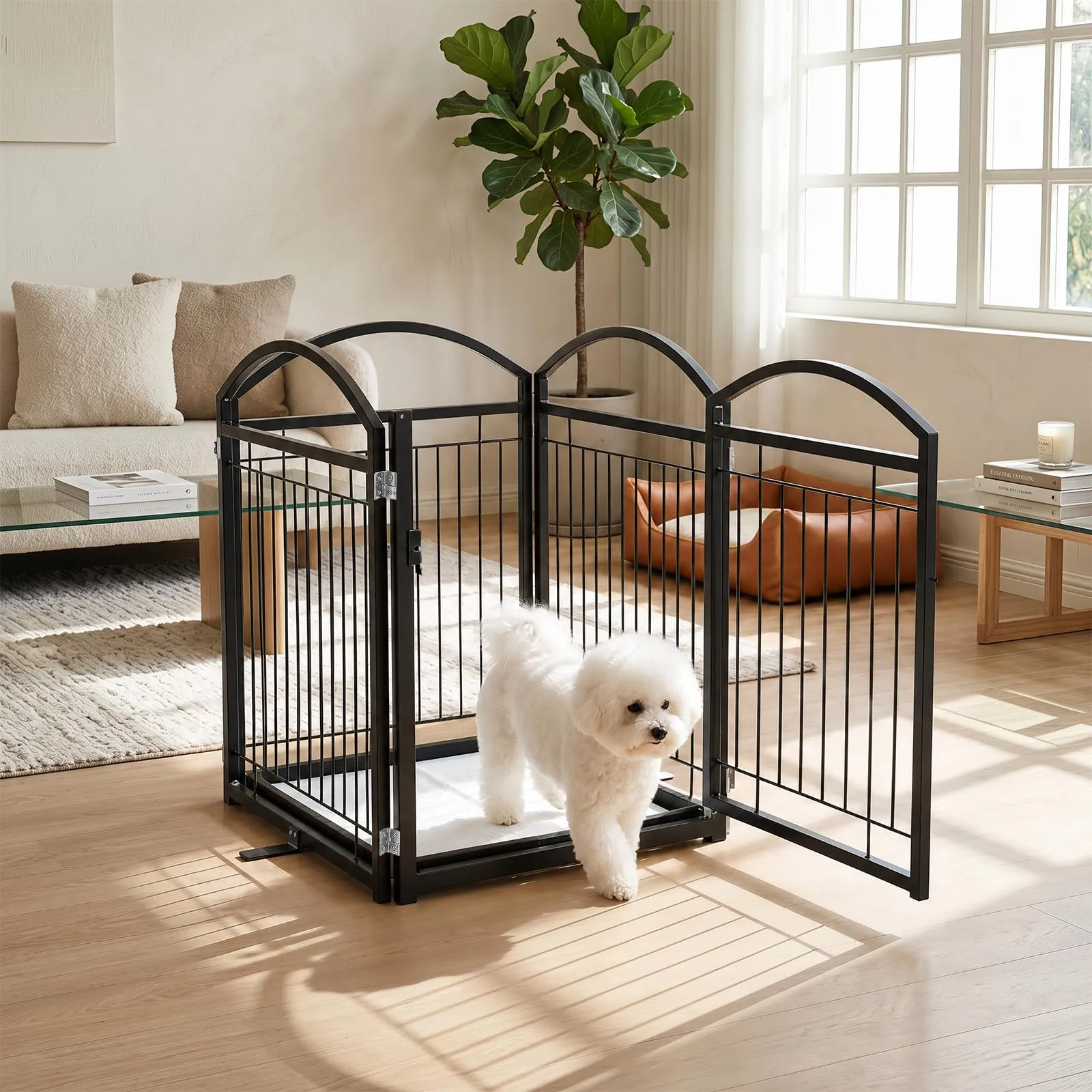 COSTWAY Recinto per Cani da Interno ed Esterno con 4 Pannelli (Nero) - immagine 8