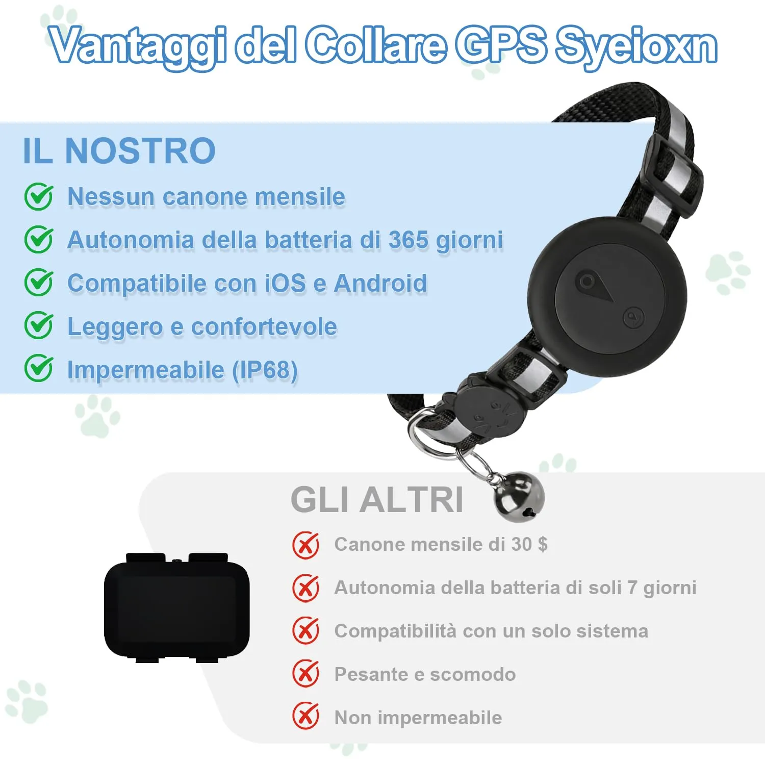 Collare GPS Gatto 2 in 1,Collare GPS per Cani Riflettente,Tracker per Cani Senza Abbonamento,Compatibile con iOS/Android,Collare Regolabile con Campanellino,Adatto a Cane di Piccola Taglia/Gatti-Nero - immagine 5