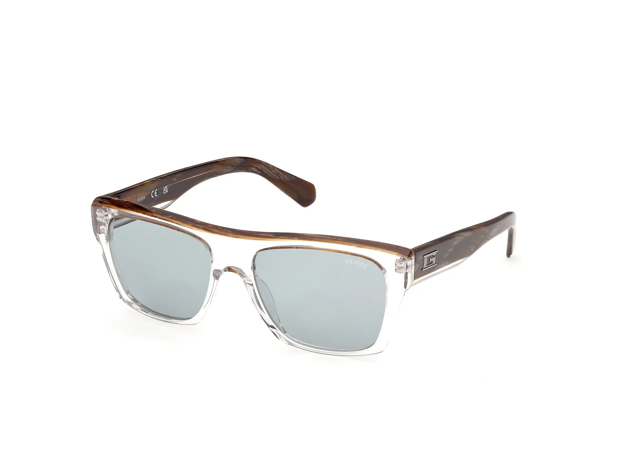 Guess GU00368 26N Occhiali da sole Acetato Trasparente Verde Squadrata Normale - immagine 1