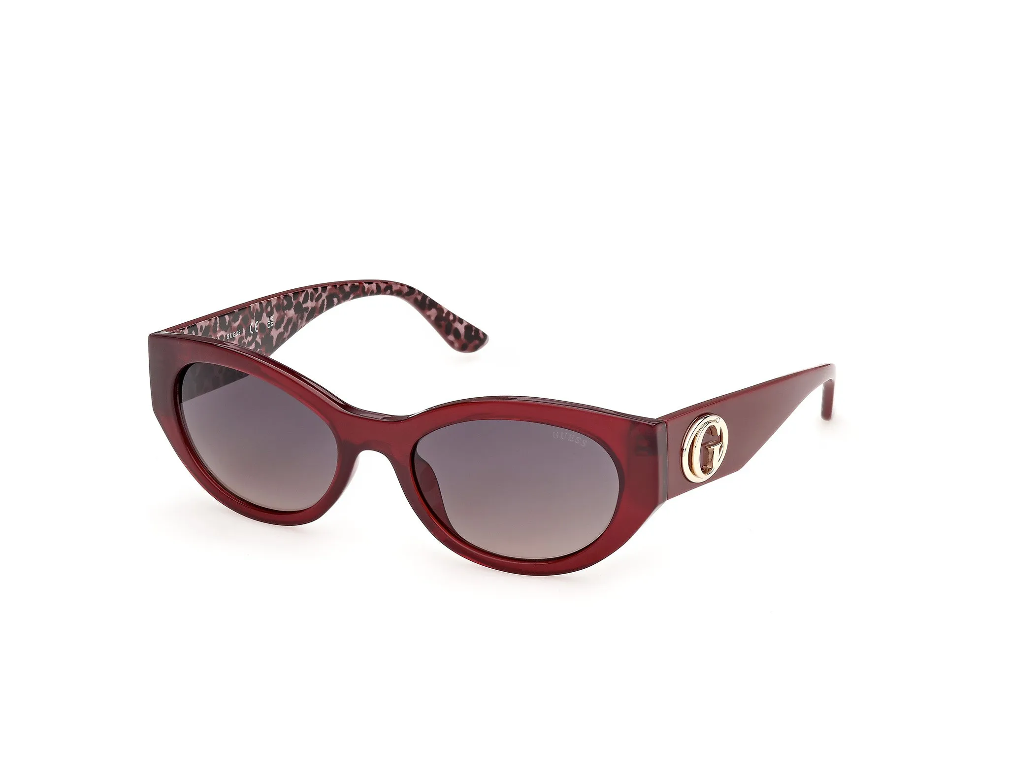 Guess GU00362 69B Occhiali da sole Iniettato Bordeaux Fumo Rotonda Normale - immagine 1