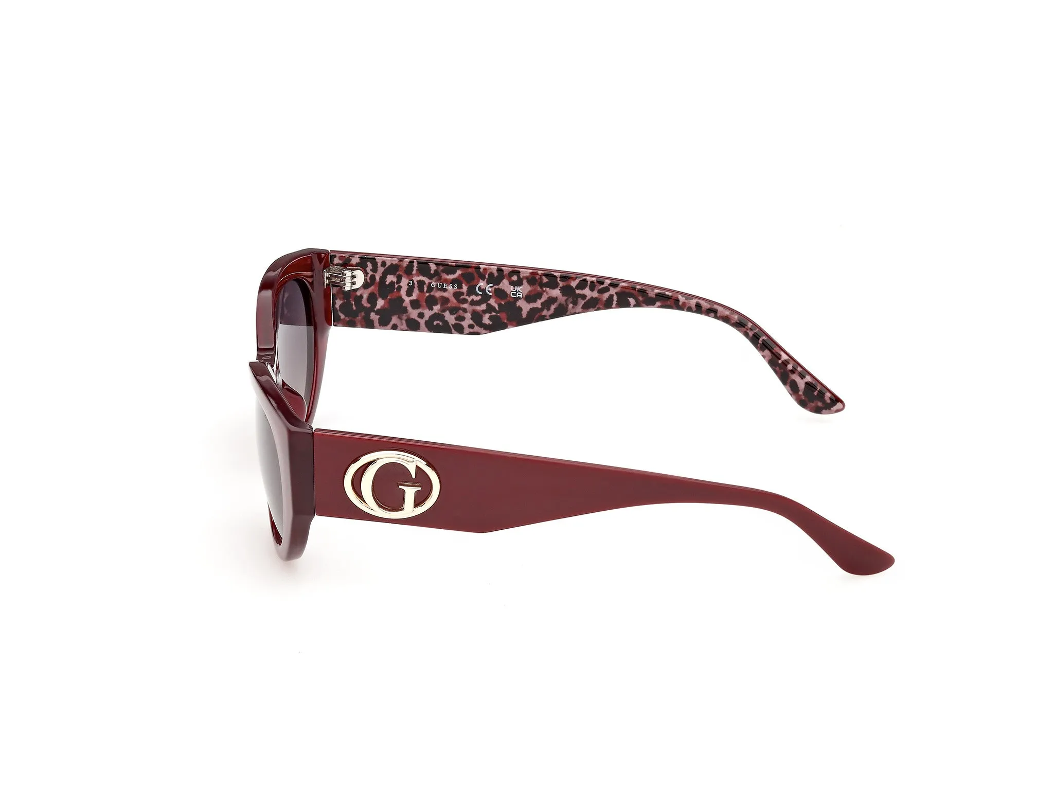 Guess GU00362 69B Occhiali da sole Iniettato Bordeaux Fumo Rotonda Normale - immagine 3