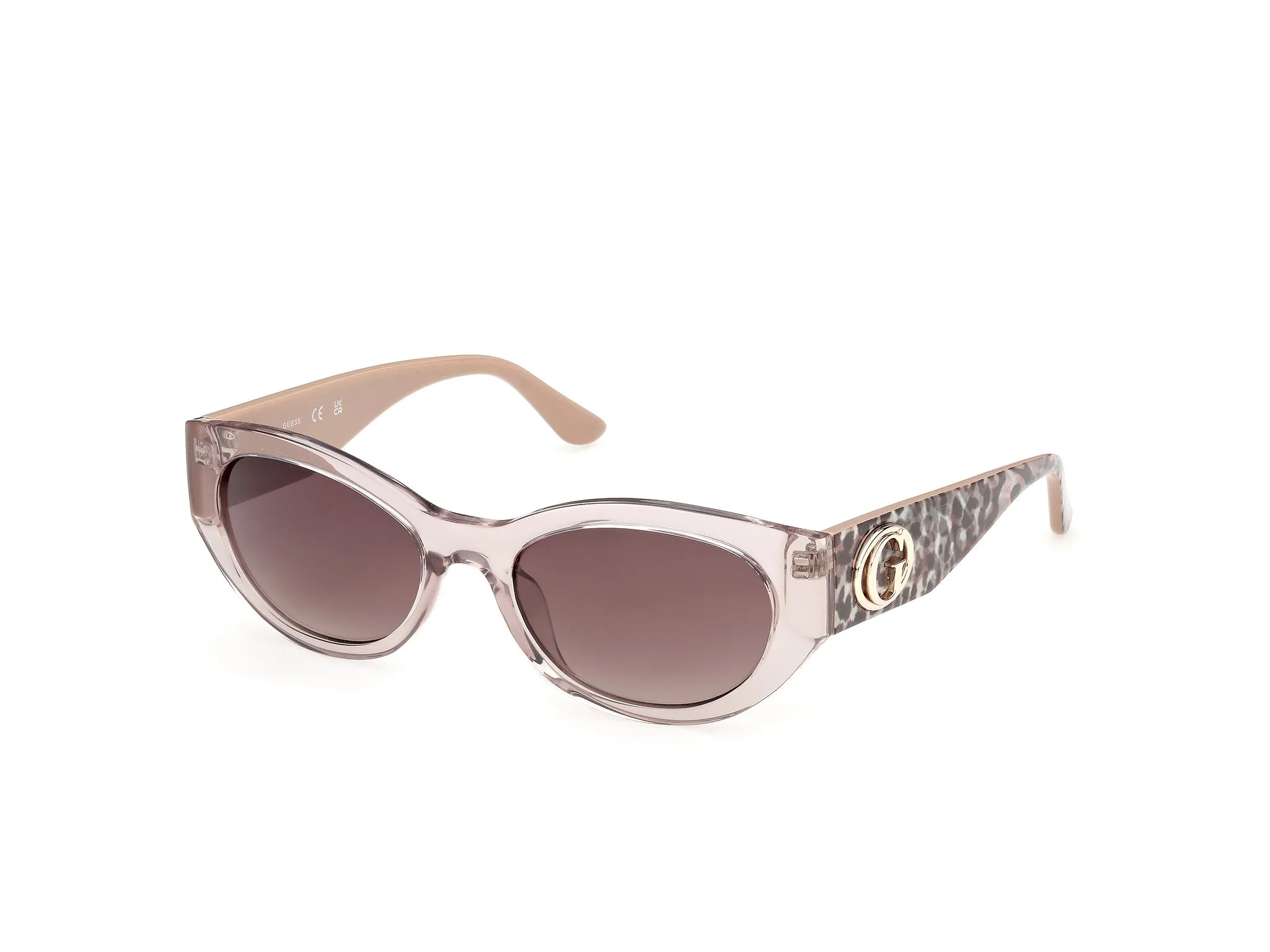 Guess GU00362 57F Occhiali da sole Iniettato Beige Marrone Rotonda Normale - immagine 1