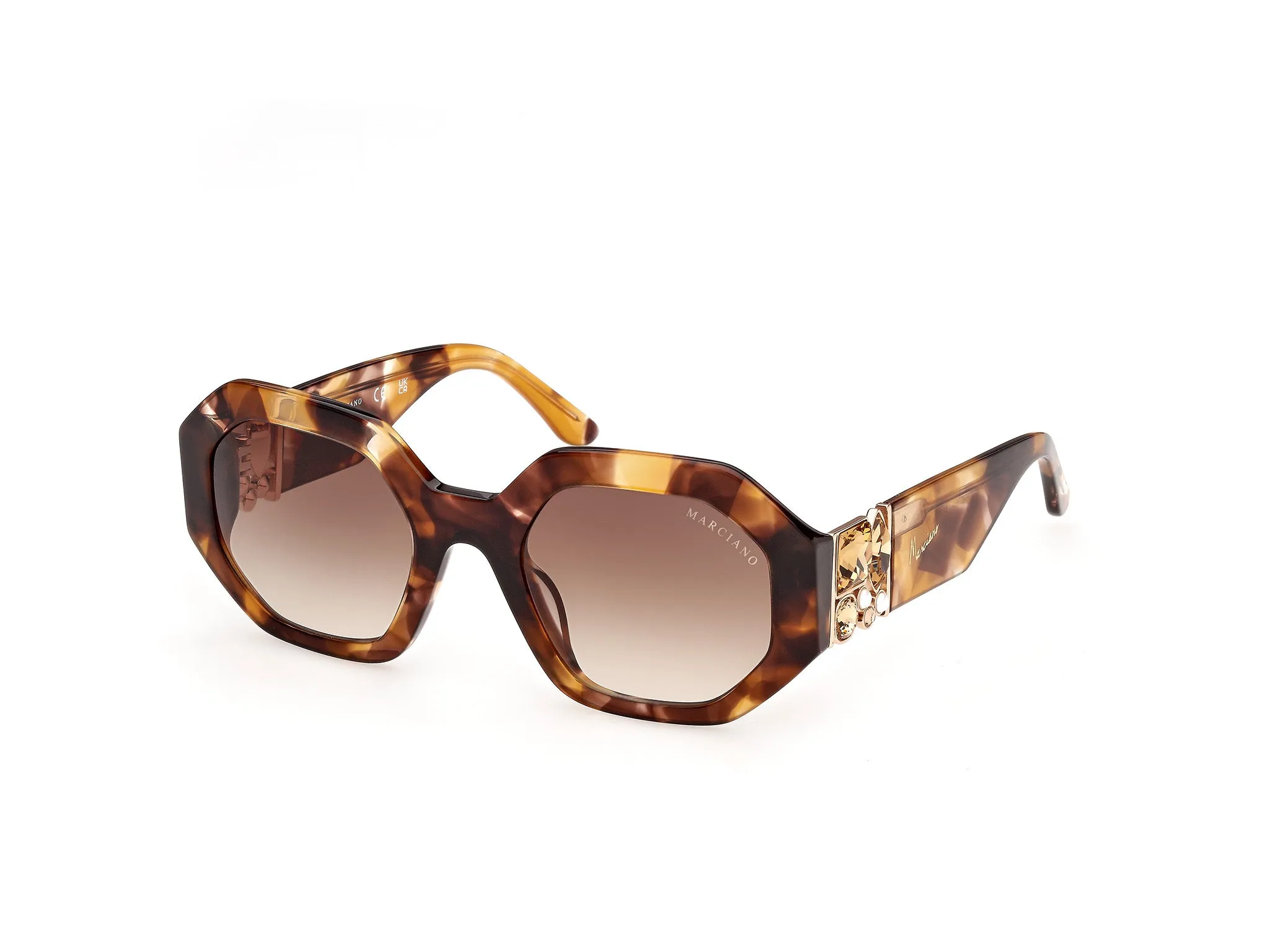 Guess by Marciano GM00049 53F Occhiali da sole Acetato Havana Marrone Geometrica Normale - immagine 1