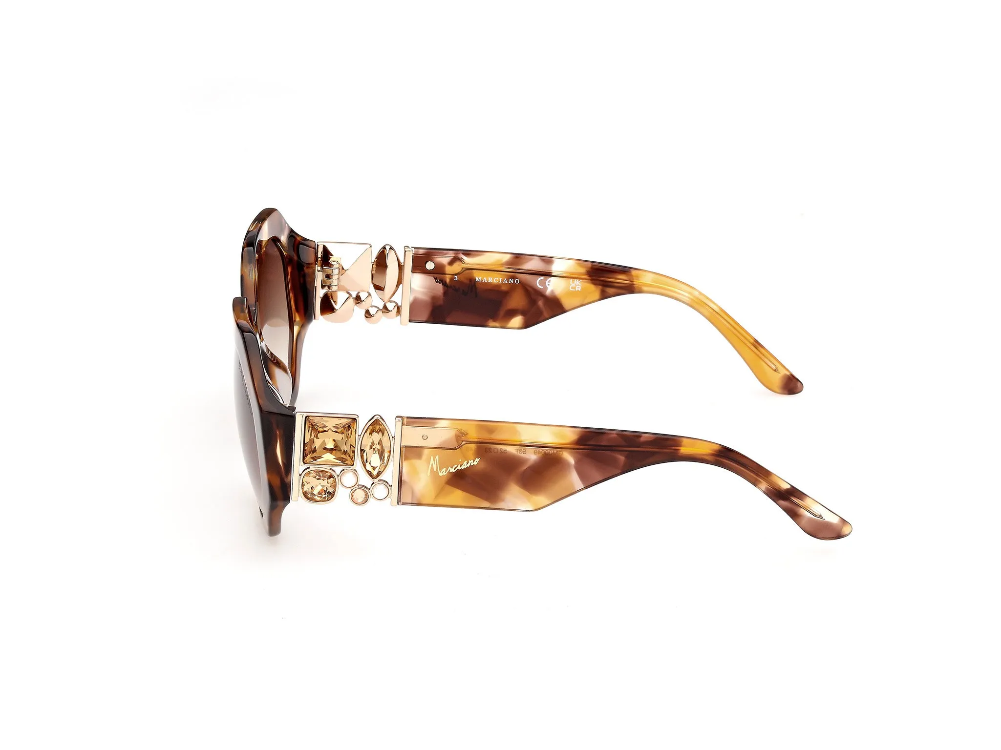 Guess by Marciano GM00049 53F Occhiali da sole Acetato Havana Marrone Geometrica Normale - immagine 3
