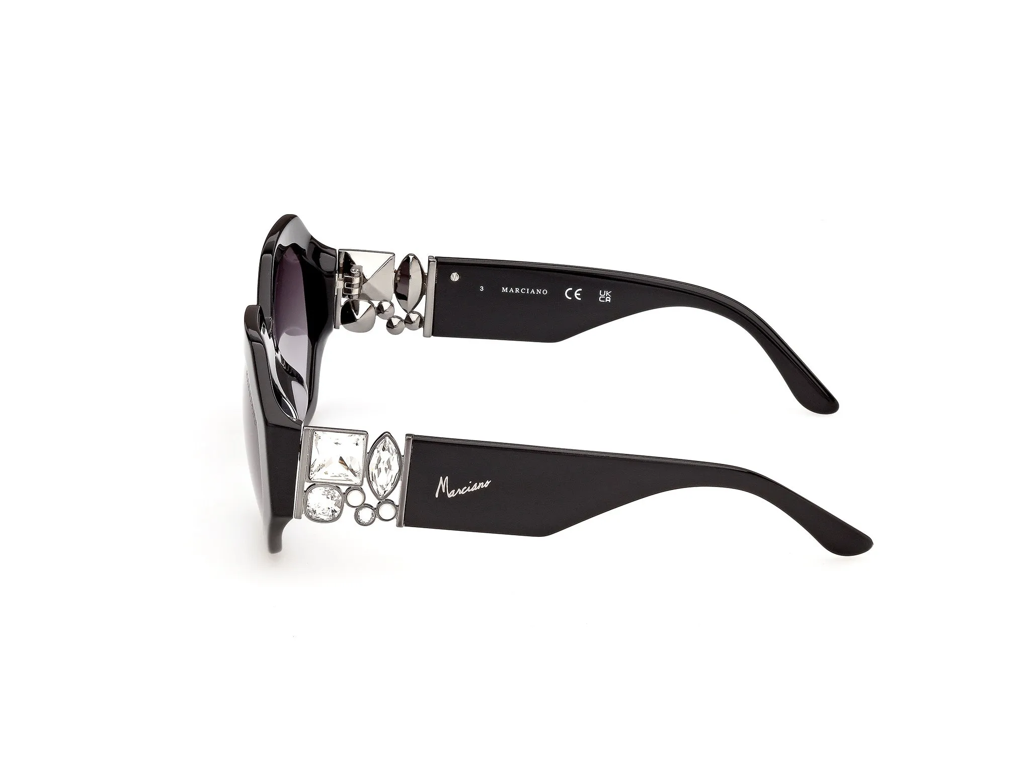 Guess by Marciano GM00049 01B Occhiali da sole Acetato Nero Fumo Geometrica Normale - immagine 3