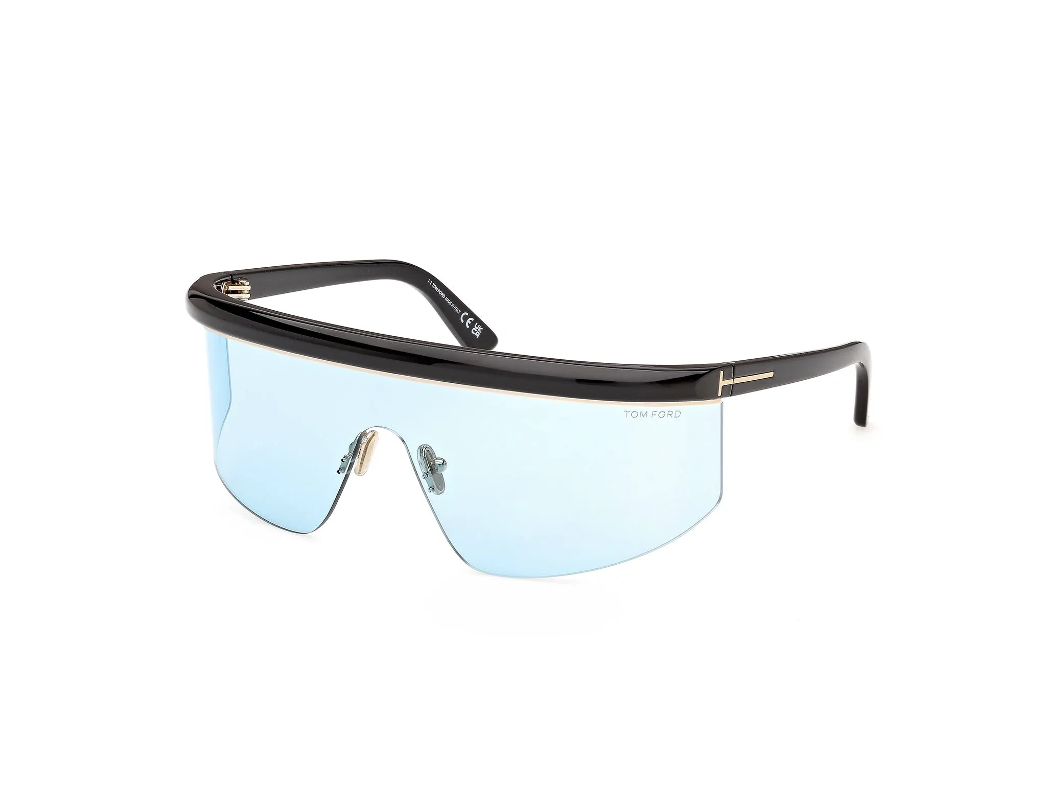 TOM FORD FT1431 WEST-02 01V Occhiali da sole Iniettato Nero Blu Maschera Normale - immagine 1
