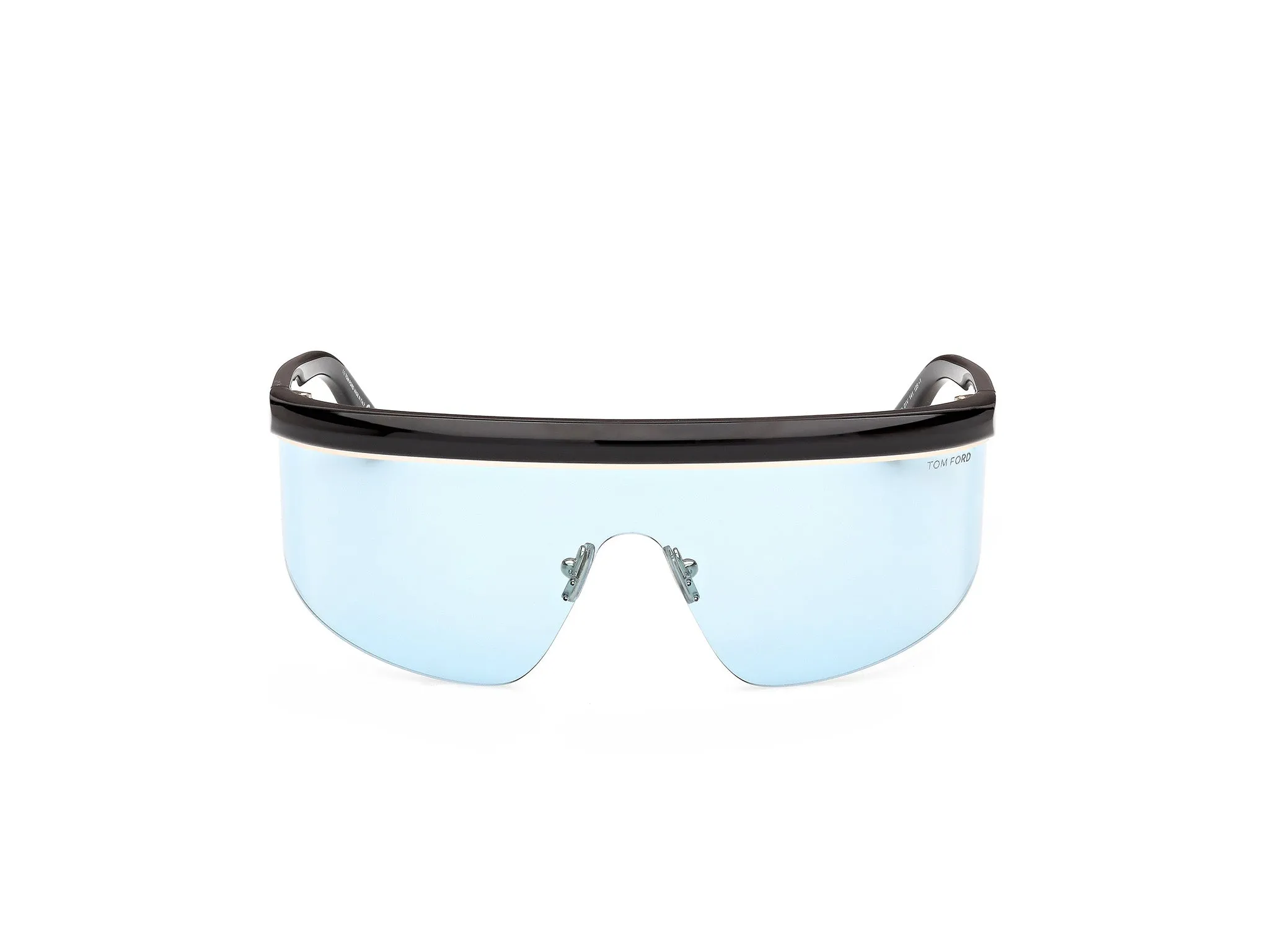 TOM FORD FT1431 WEST-02 01V Occhiali da sole Iniettato Nero Blu Maschera Normale - immagine 2