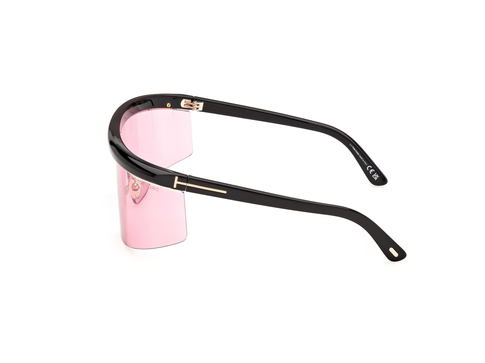 TOM FORD FT1431 WEST-02 01S Occhiali da sole Iniettato Nero Bordeaux Maschera Normale - immagine 3