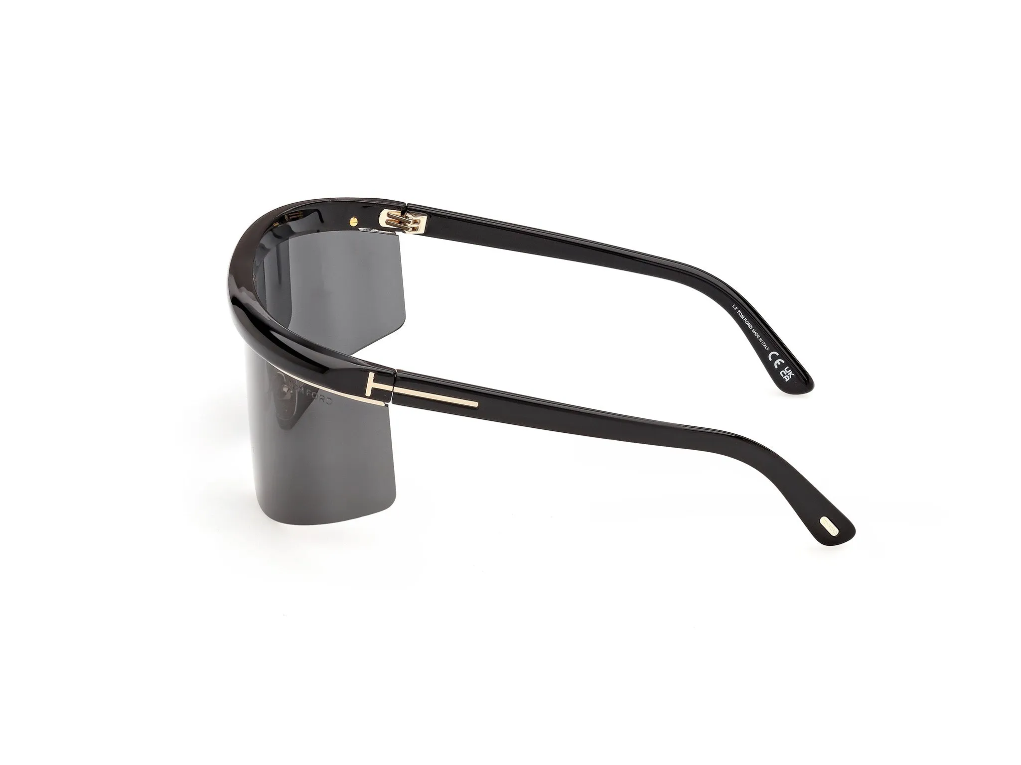 TOM FORD FT1431 WEST-02 01A Occhiali da sole Iniettato Nero Fumo Maschera Normale - immagine 3