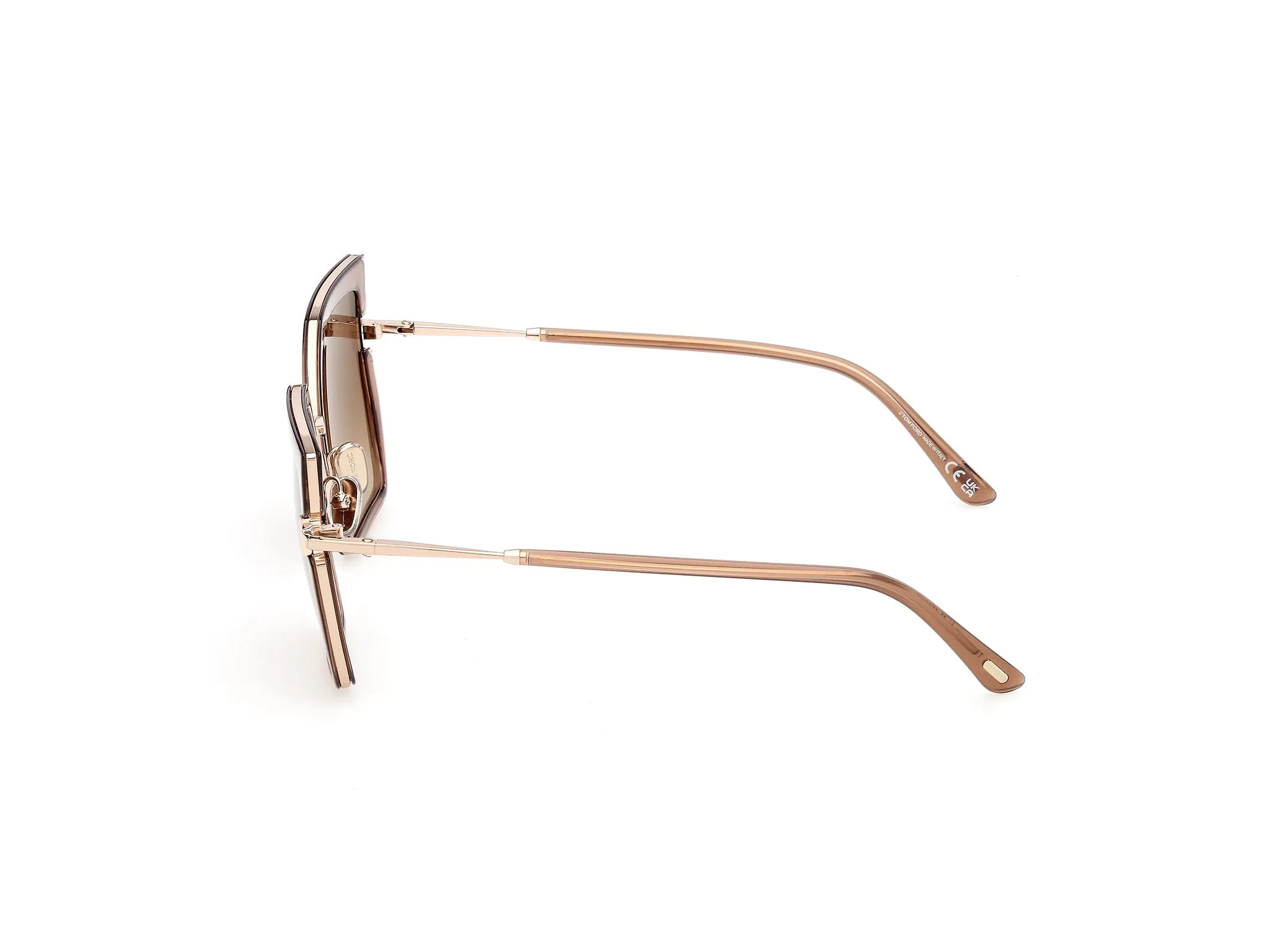 TOM FORD FT1418 QUINN-02 45F Occhiali da sole Iniettato Marrone Marrone Squadrata Normale - immagine 3