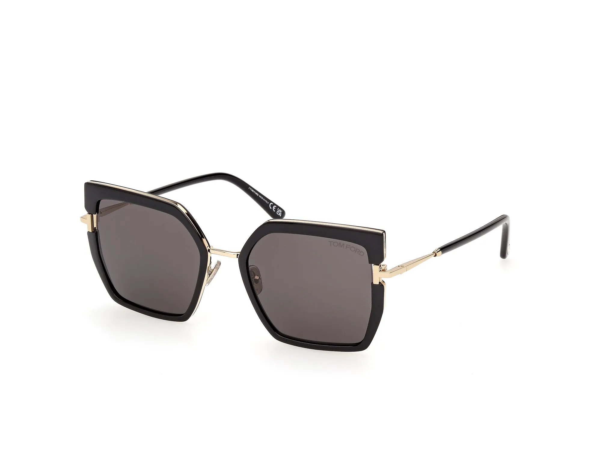 TOM FORD FT1418 QUINN-02 01A Occhiali da sole Iniettato Nero Fumo Squadrata Normale - immagine 1