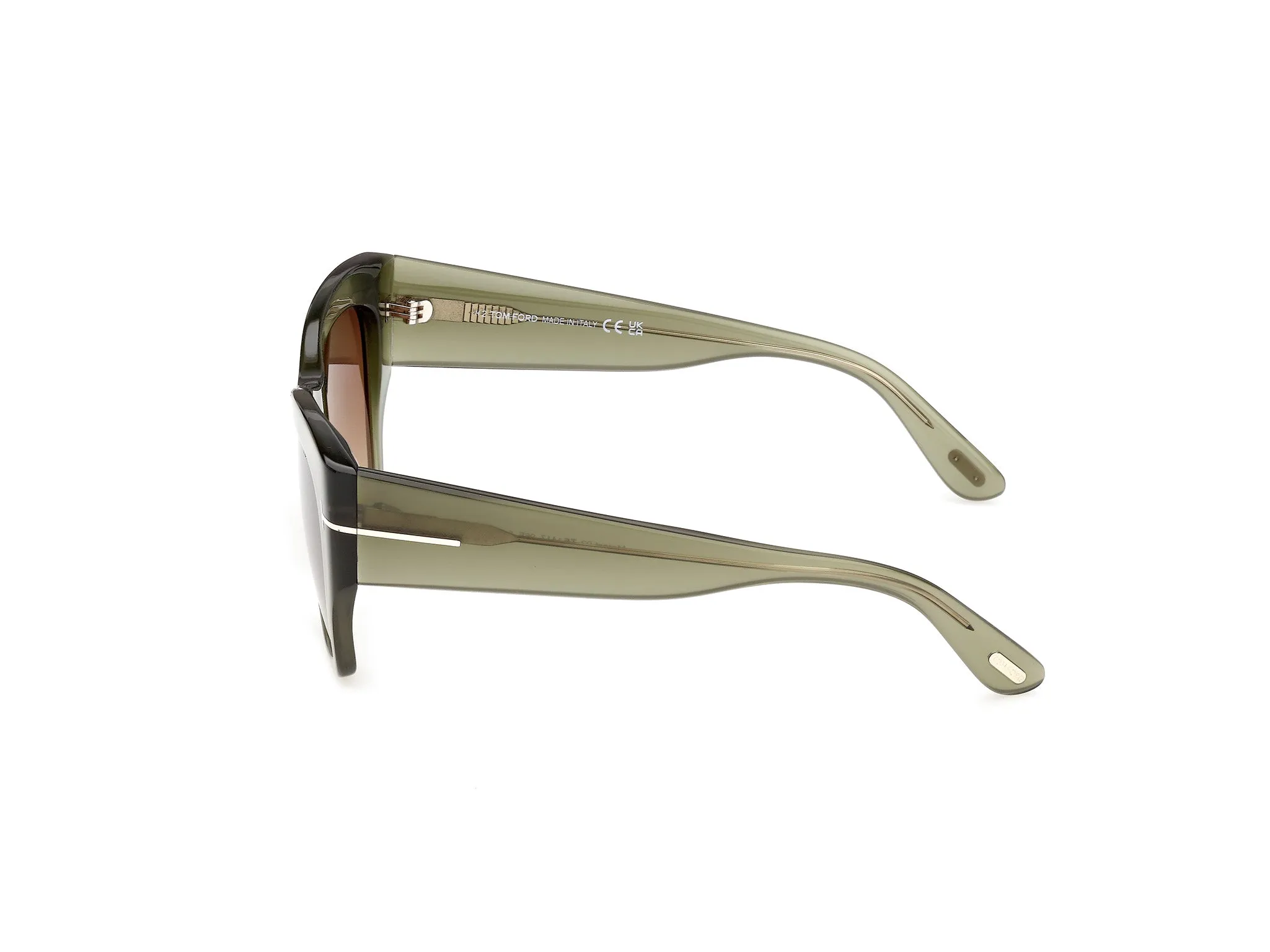 TOM FORD FT1417 MARGOT-02 96F Occhiali da sole Acetato Verde Marrone Farfalla Normale - immagine 3