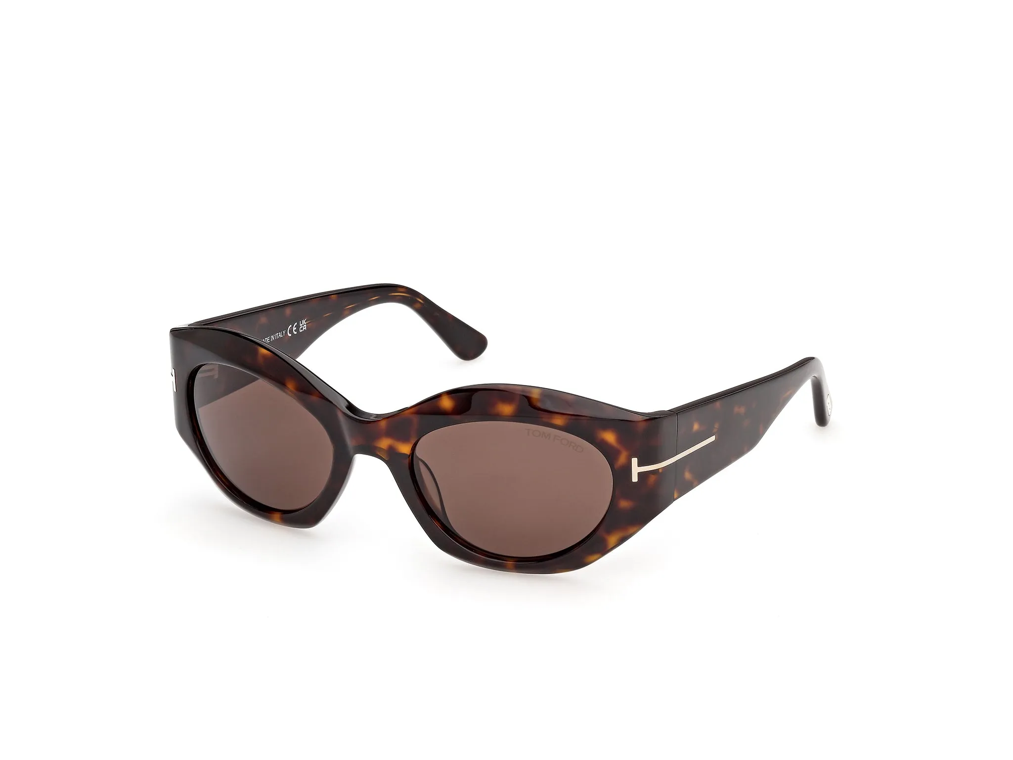 TOM FORD FT1415 EMMELINE-02 52E Occhiali da sole Acetato Havana Marrone Rotonda Normale - immagine 1