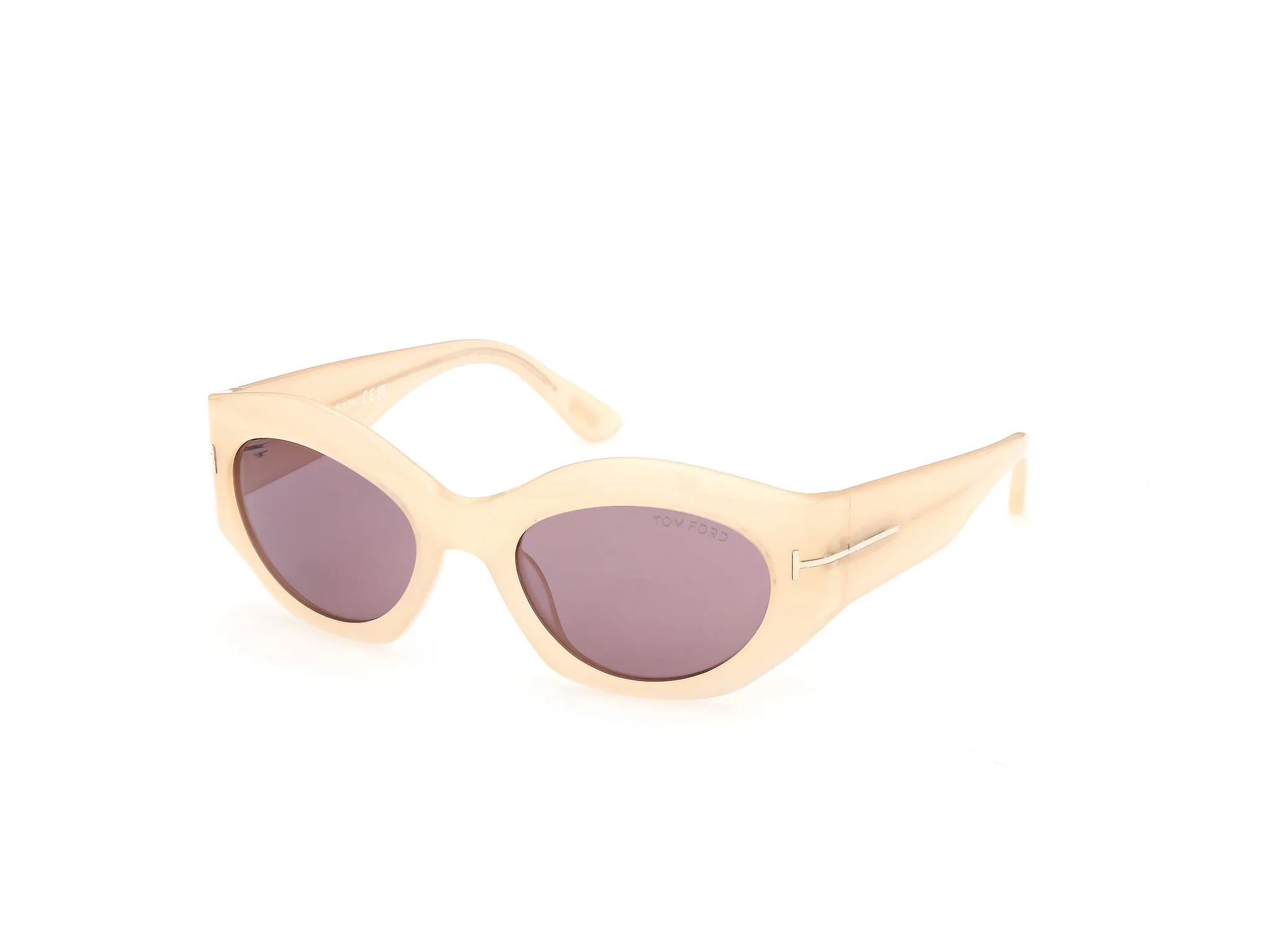 TOM FORD FT1415 EMMELINE-02 25S Occhiali da sole Acetato Avorio Bordeaux Rotonda Normale - immagine 1