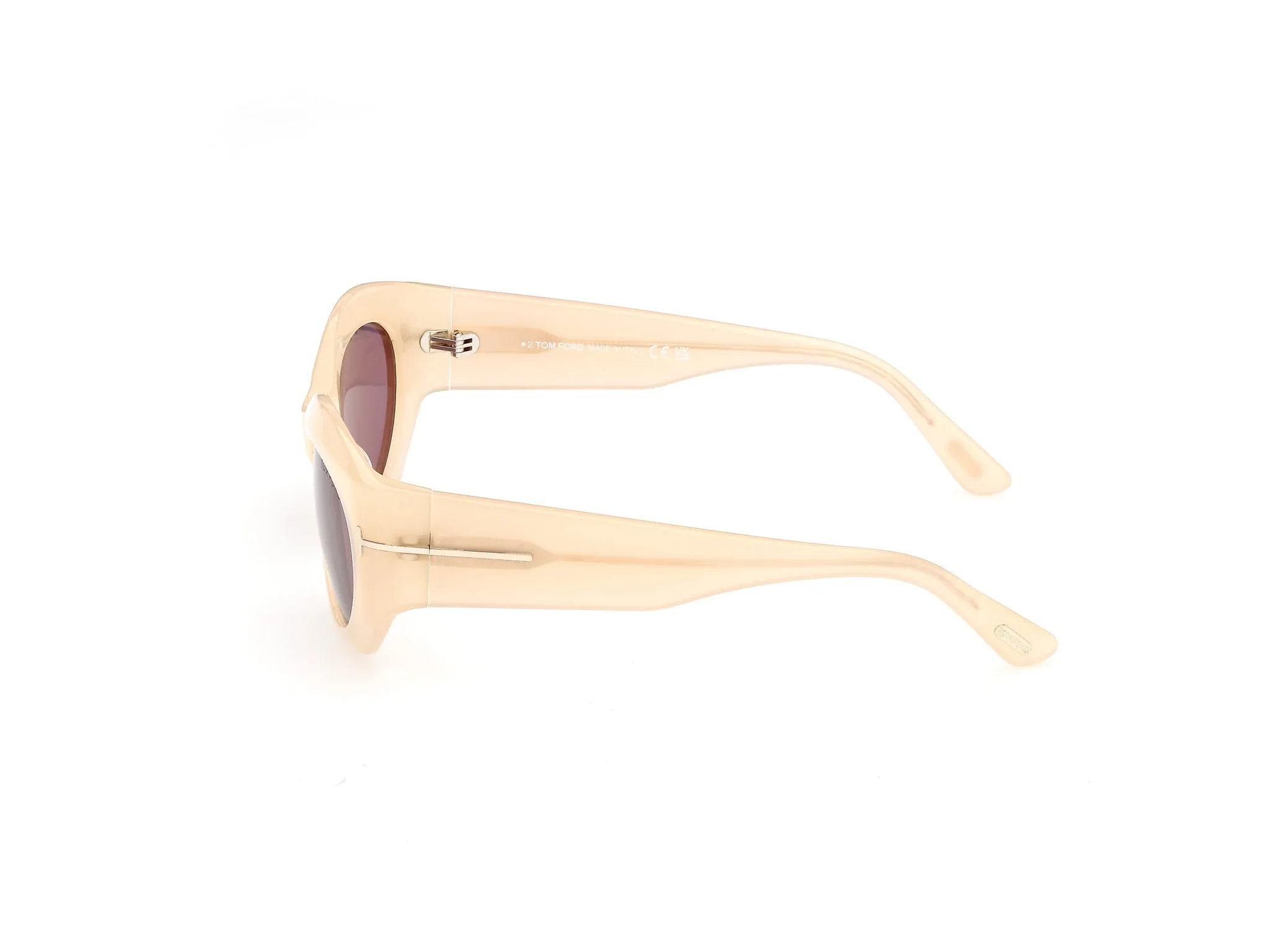TOM FORD FT1415 EMMELINE-02 25S Occhiali da sole Acetato Avorio Bordeaux Rotonda Normale - immagine 3