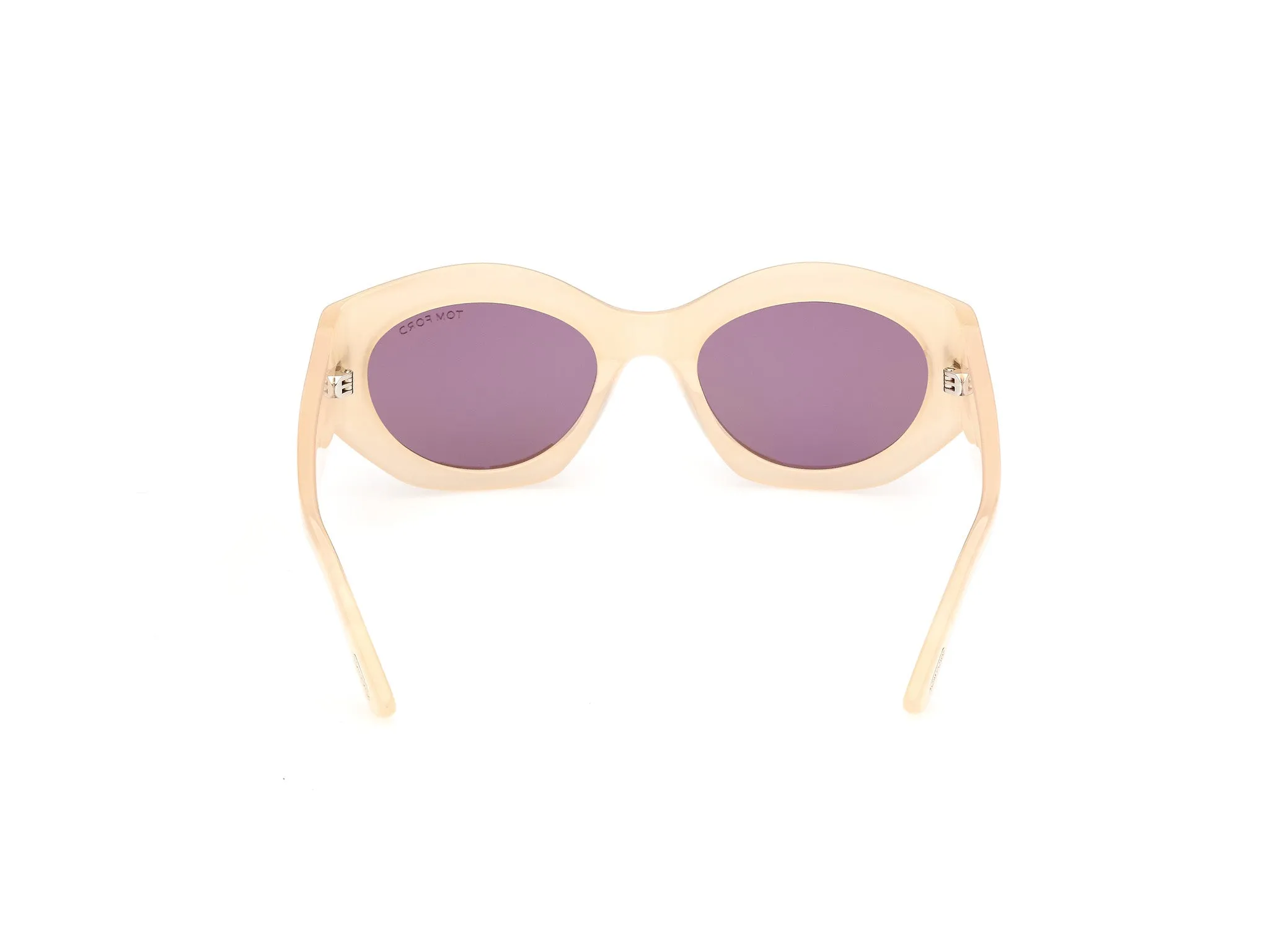 TOM FORD FT1415 EMMELINE-02 25S Occhiali da sole Acetato Avorio Bordeaux Rotonda Normale - immagine 4