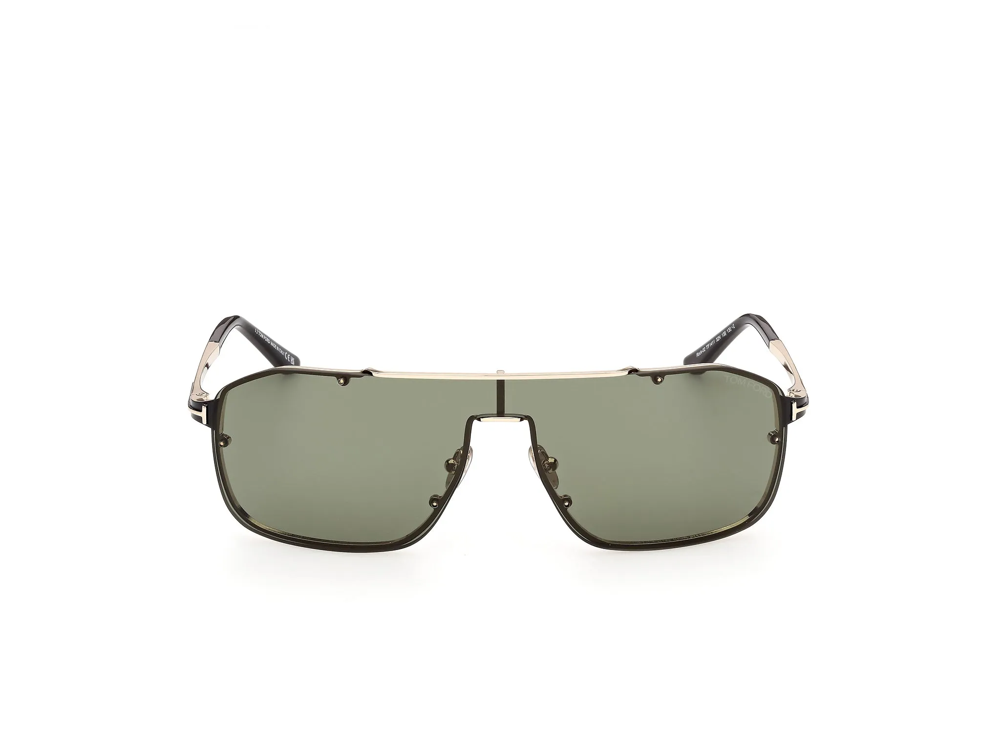 TOM FORD FT1411 ROCK-02 32N Occhiali da sole Metallo Oro Verde Pilot Normale - immagine 2