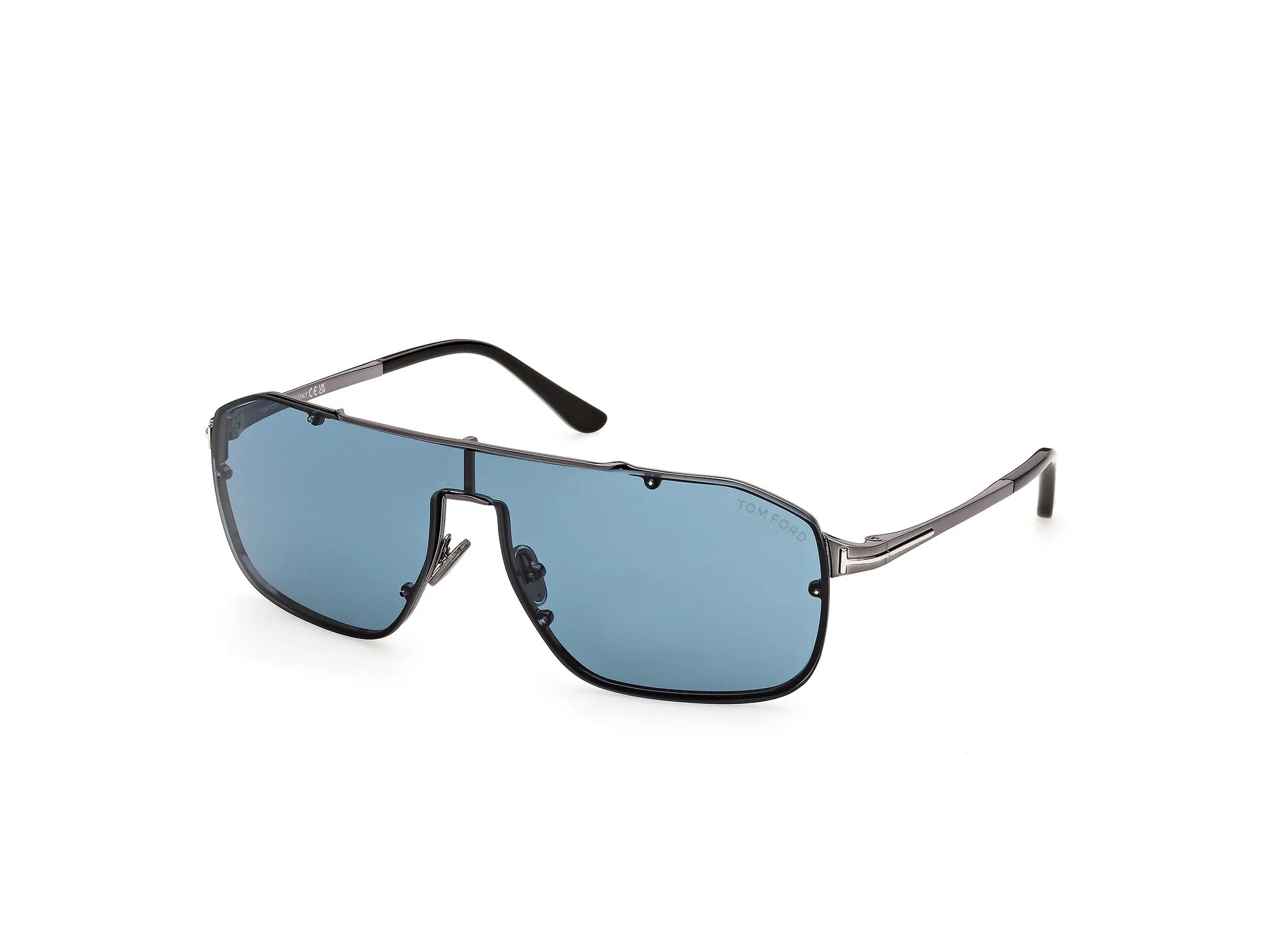 TOM FORD FT1411 ROCK-02 08V Occhiali da sole Metallo Canna di fucile Blu Pilot Normale - immagine 1