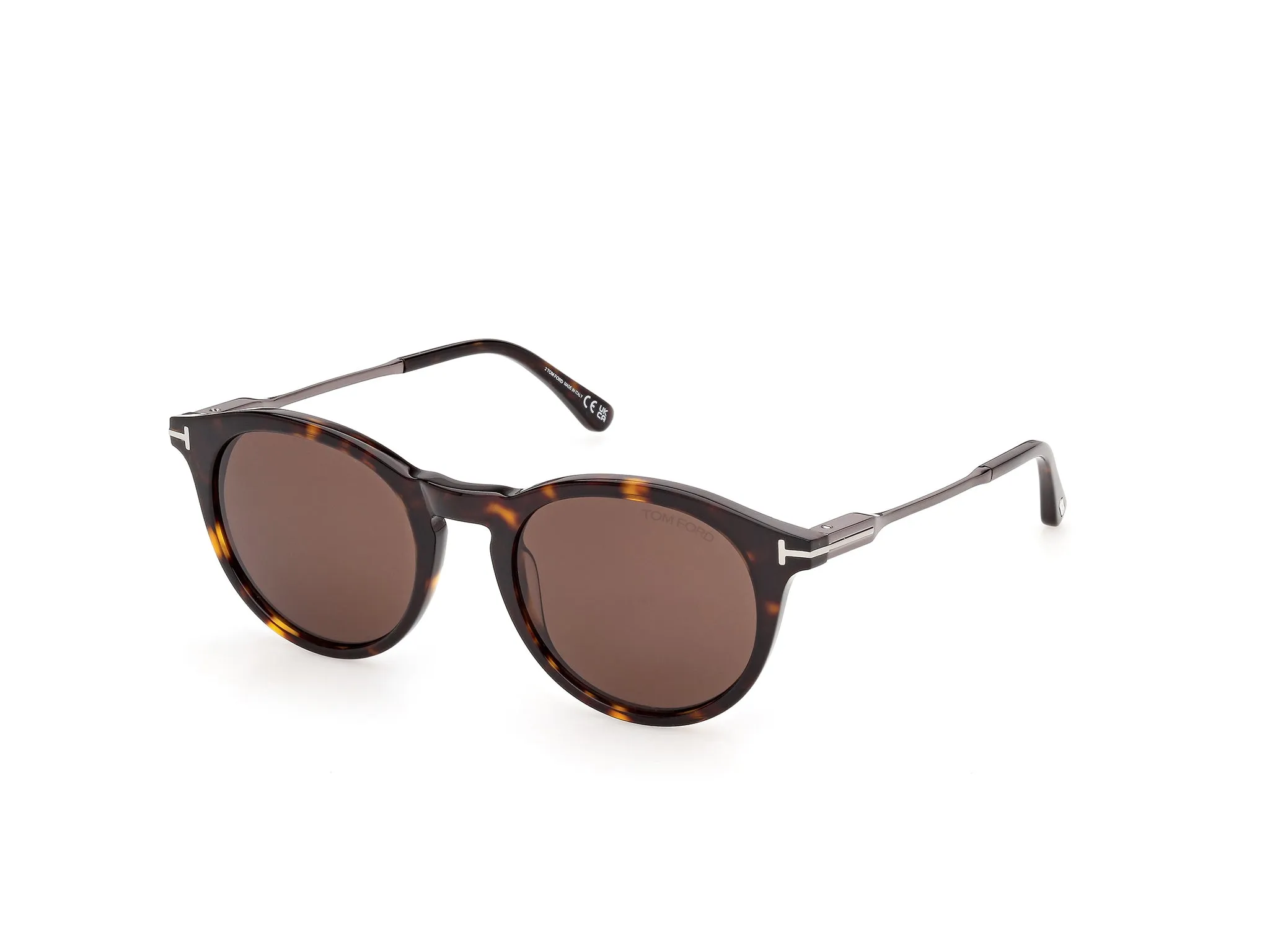 TOM FORD FT1410 OLIVIER-02 52E Occhiali da sole Acetato Havana Marrone Rotonda Normale - immagine 1