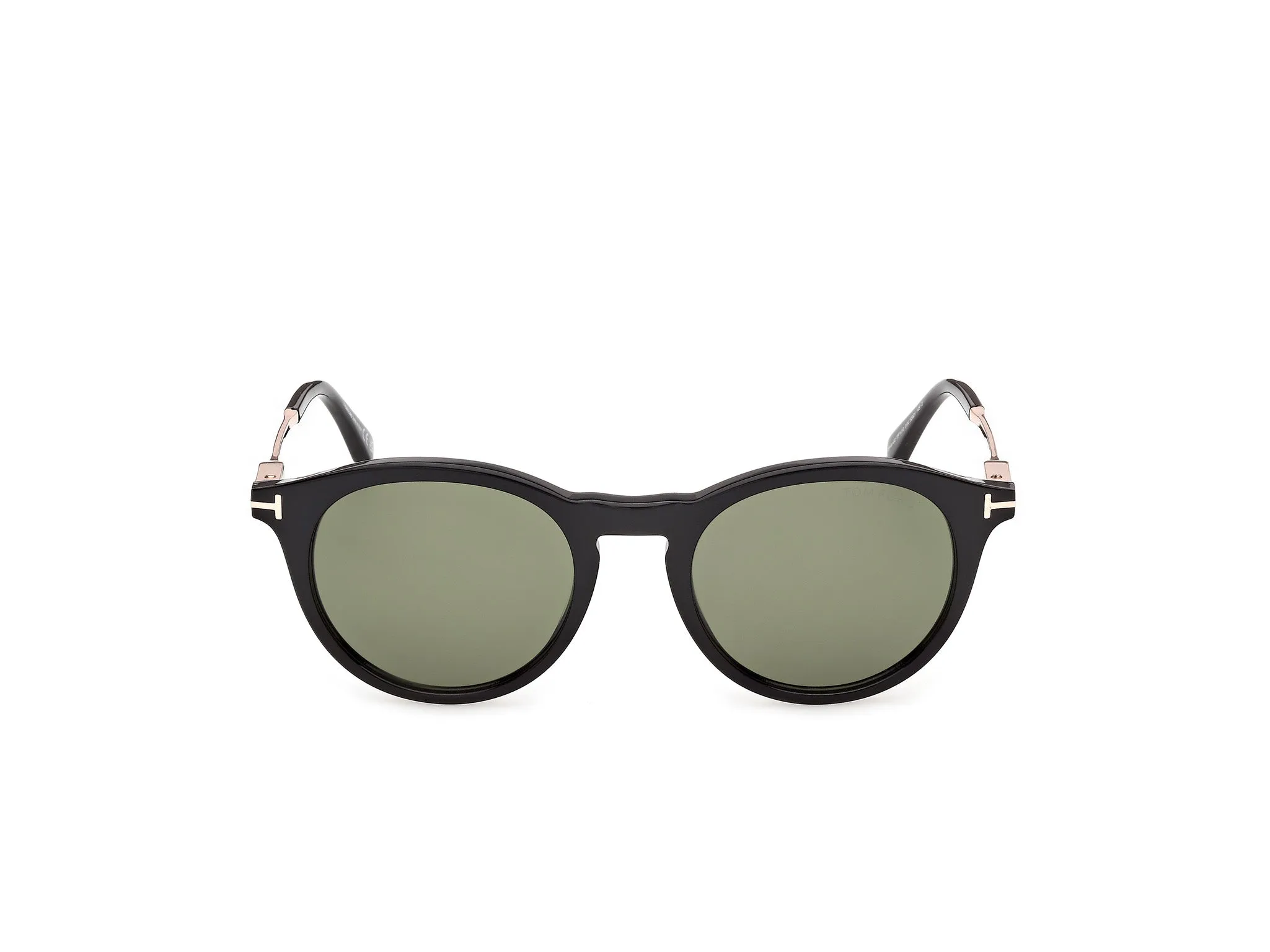 TOM FORD FT1410 OLIVIER-02 01N Occhiali da sole Acetato Nero Verde Rotonda Normale - immagine 2