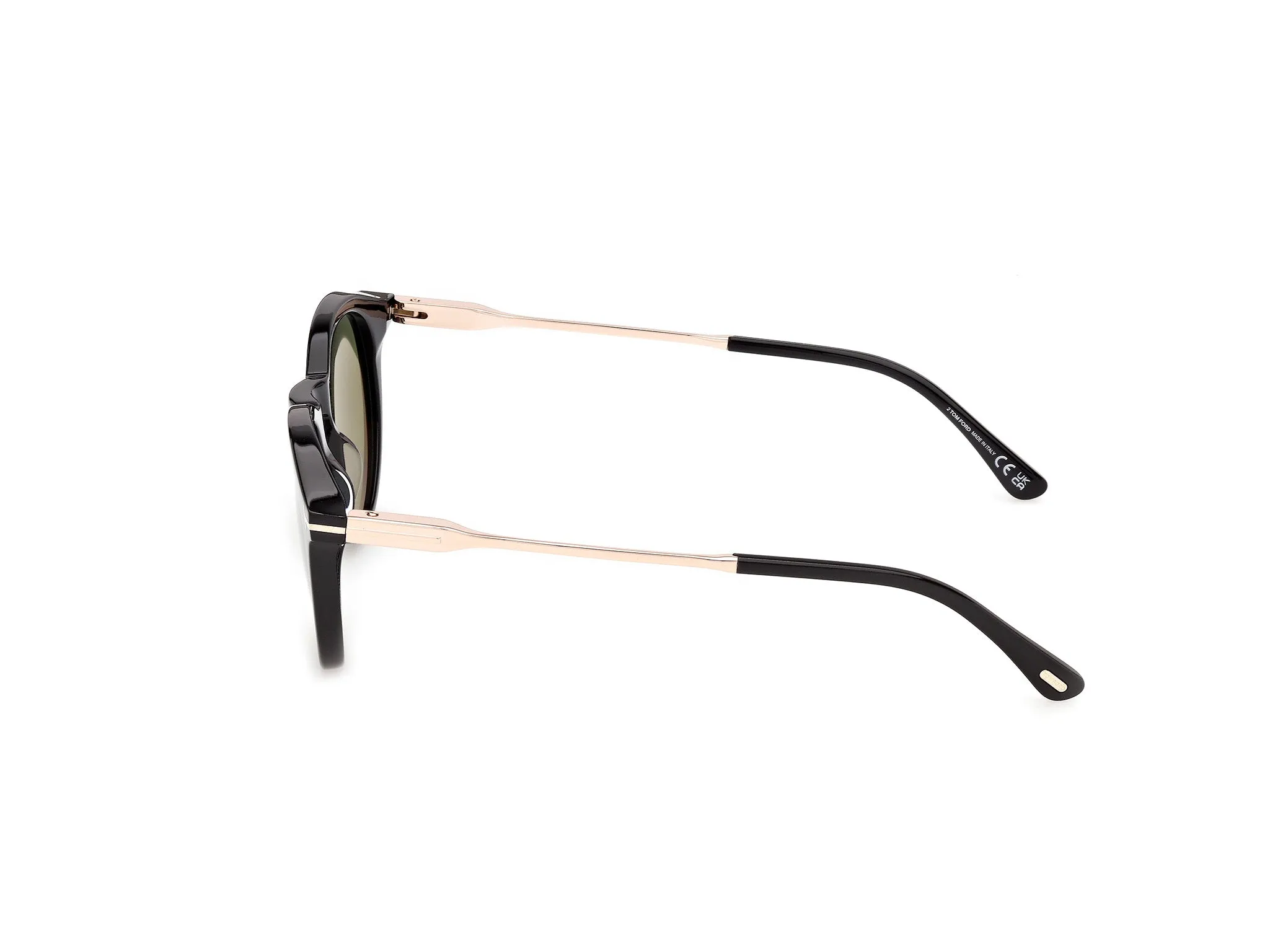 TOM FORD FT1410 OLIVIER-02 01N Occhiali da sole Acetato Nero Verde Rotonda Normale - immagine 3