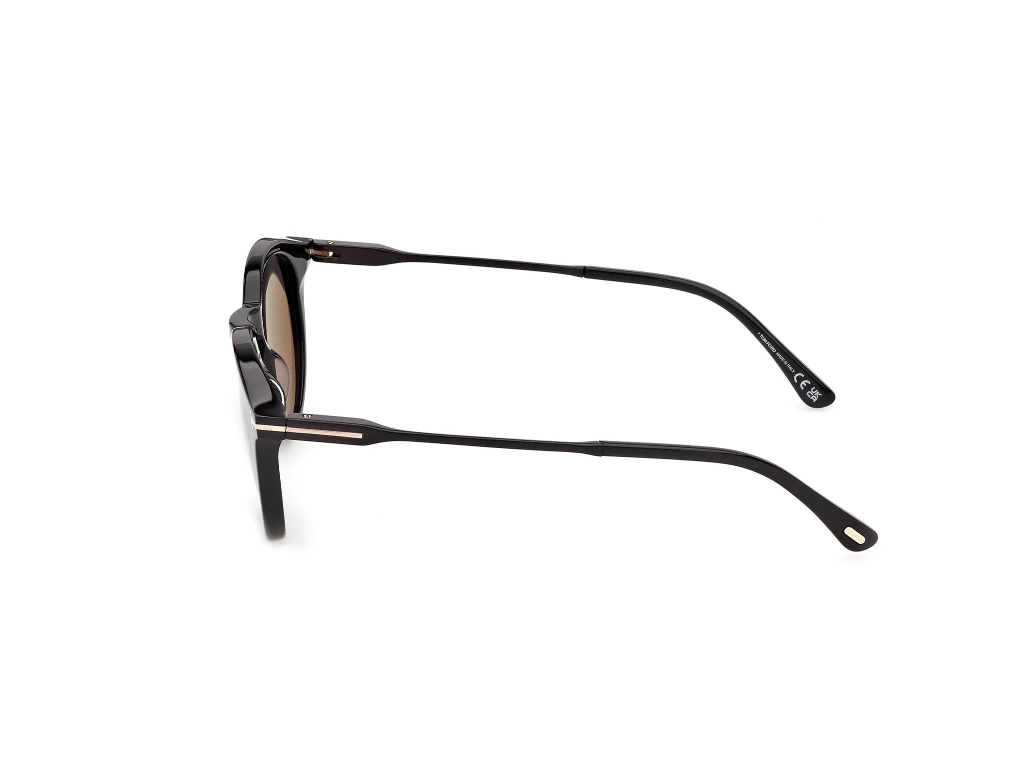 TOM FORD FT1410 OLIVIER-02 01A Occhiali da sole Acetato Nero Fumo Rotonda Normale - immagine 3