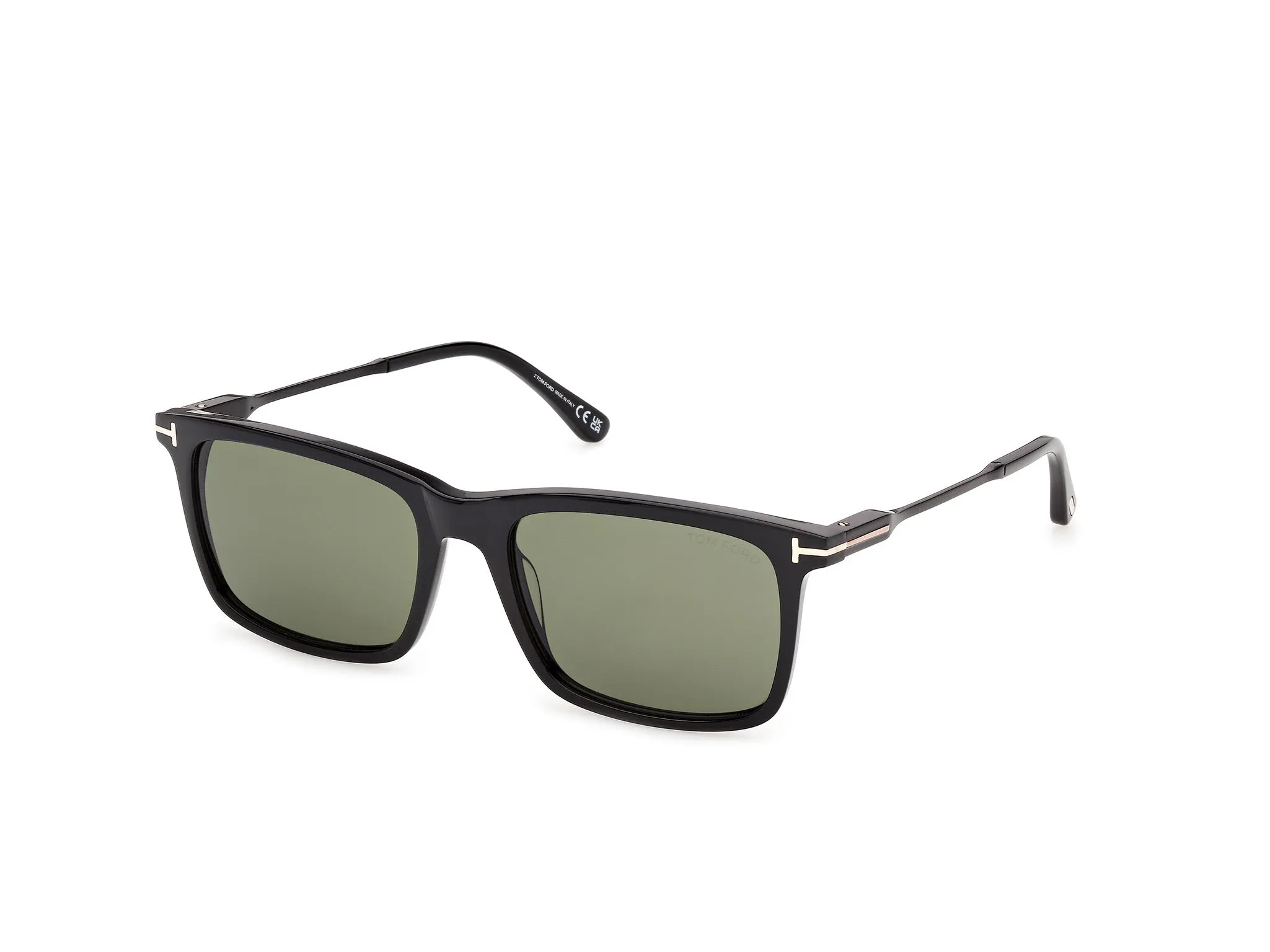 TOM FORD FT1409 LEE-02 01N Occhiali da sole Acetato Nero Verde Squadrata Normale - immagine 1