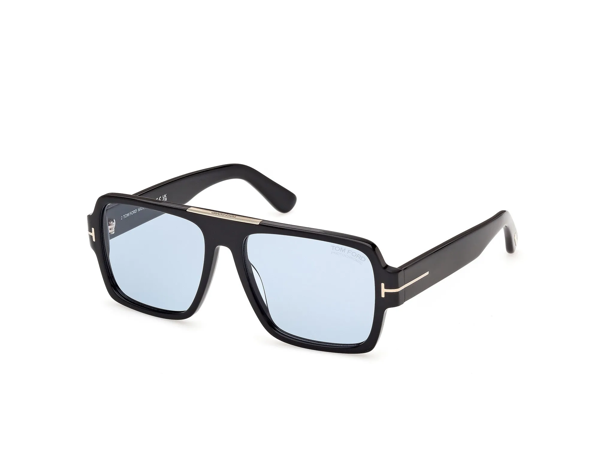 TOM FORD FT1408 SEAN-02 01V Occhiali da sole Acetato Nero Blu Squadrata Fotocromatiche - immagine 1