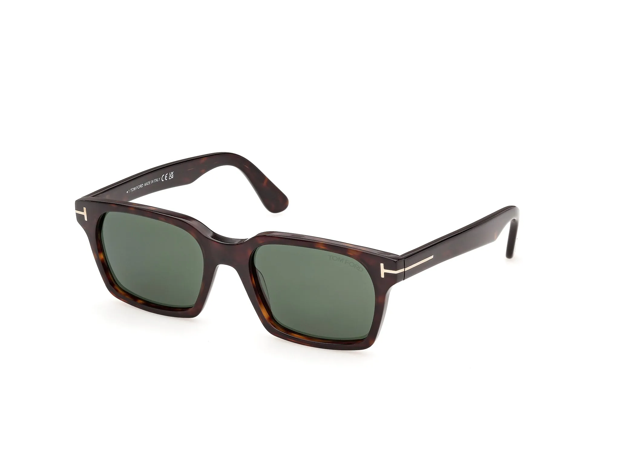 TOM FORD FT1403 HAYDEN-02 52N Occhiali da sole Acetato Havana Verde Squadrata Normale - immagine 1