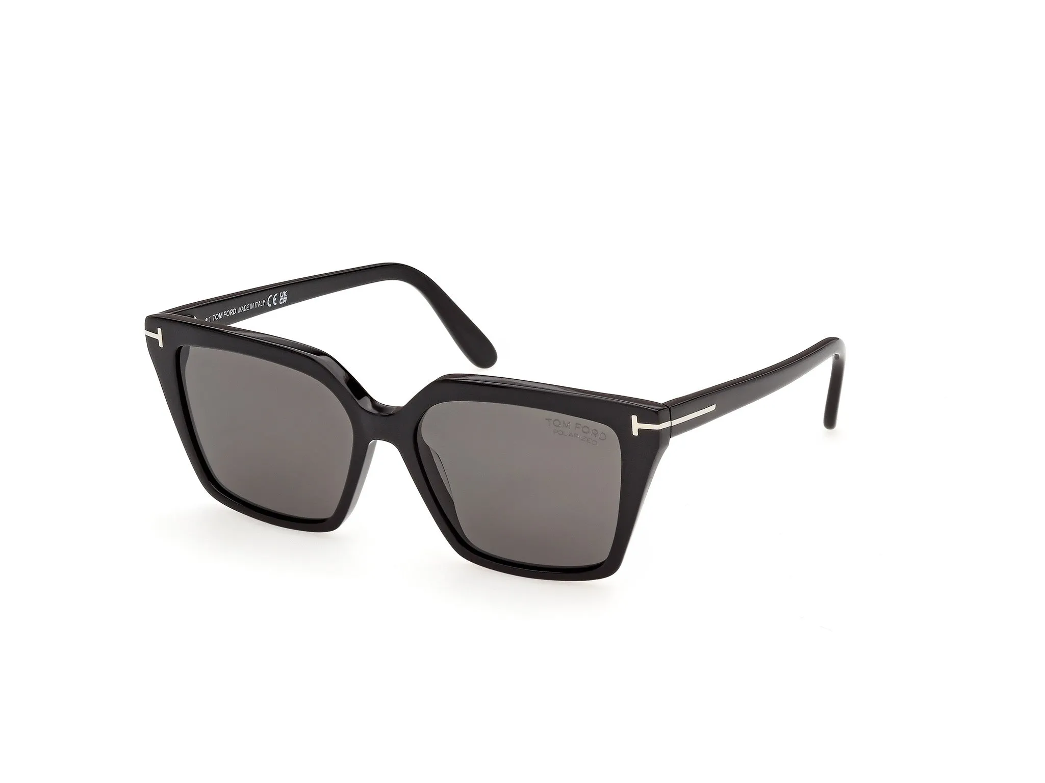 TOM FORD FT1412 ERIN-02 01D Occhiali da sole Acetato Nero Fumo Squadrata Polarizzata - immagine 1