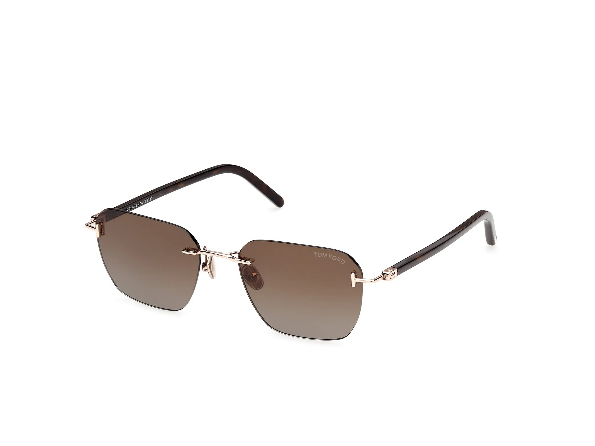 TOM FORD FT1433 CARSON-02 28F Occhiali da sole Metallo Oro Marrone Squadrata Normale - immagine 1
