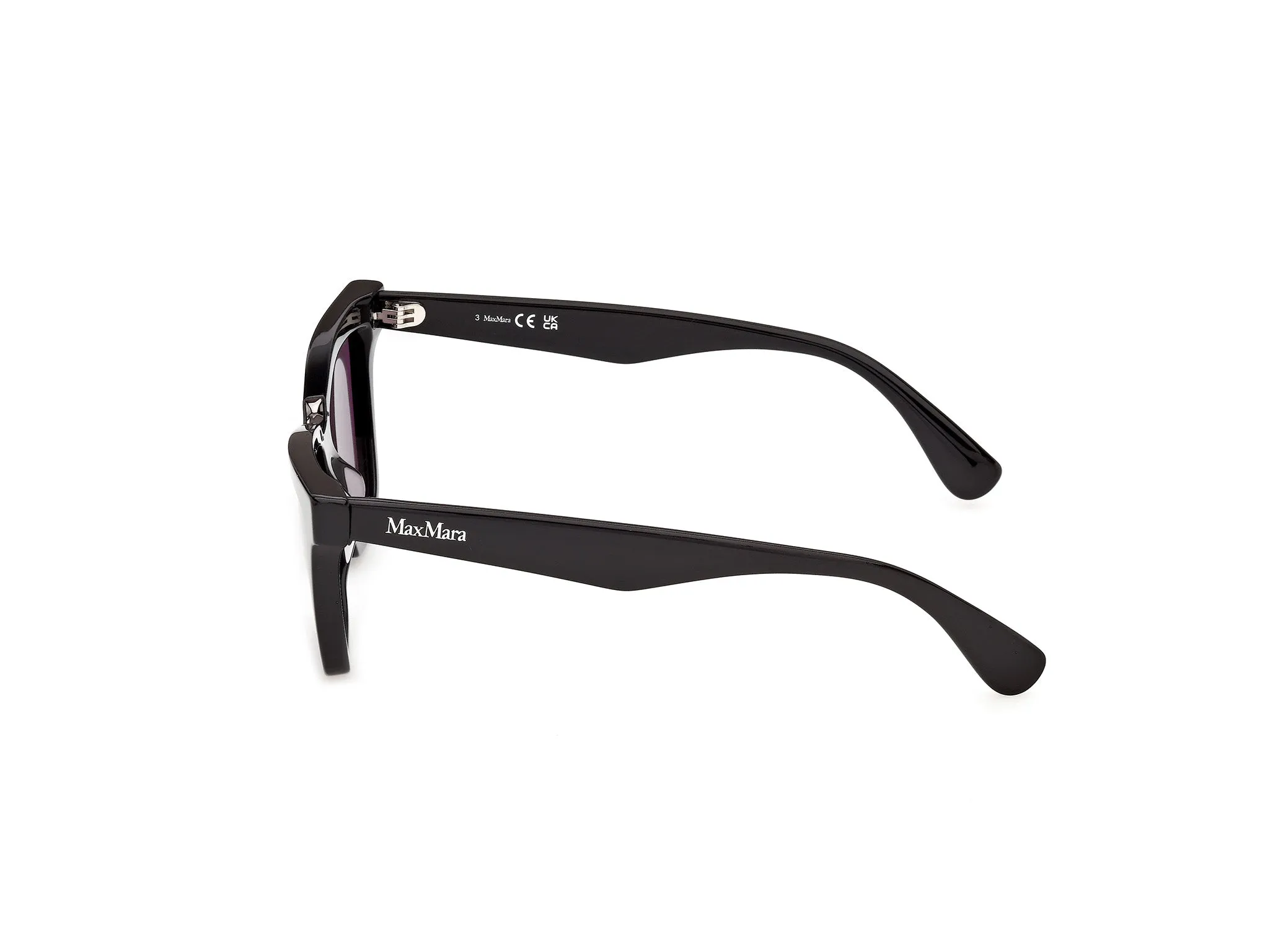 Max Mara MM0212 01A Occhiali da sole Acetato Nero Fumo Cat Eye Normale - immagine 3