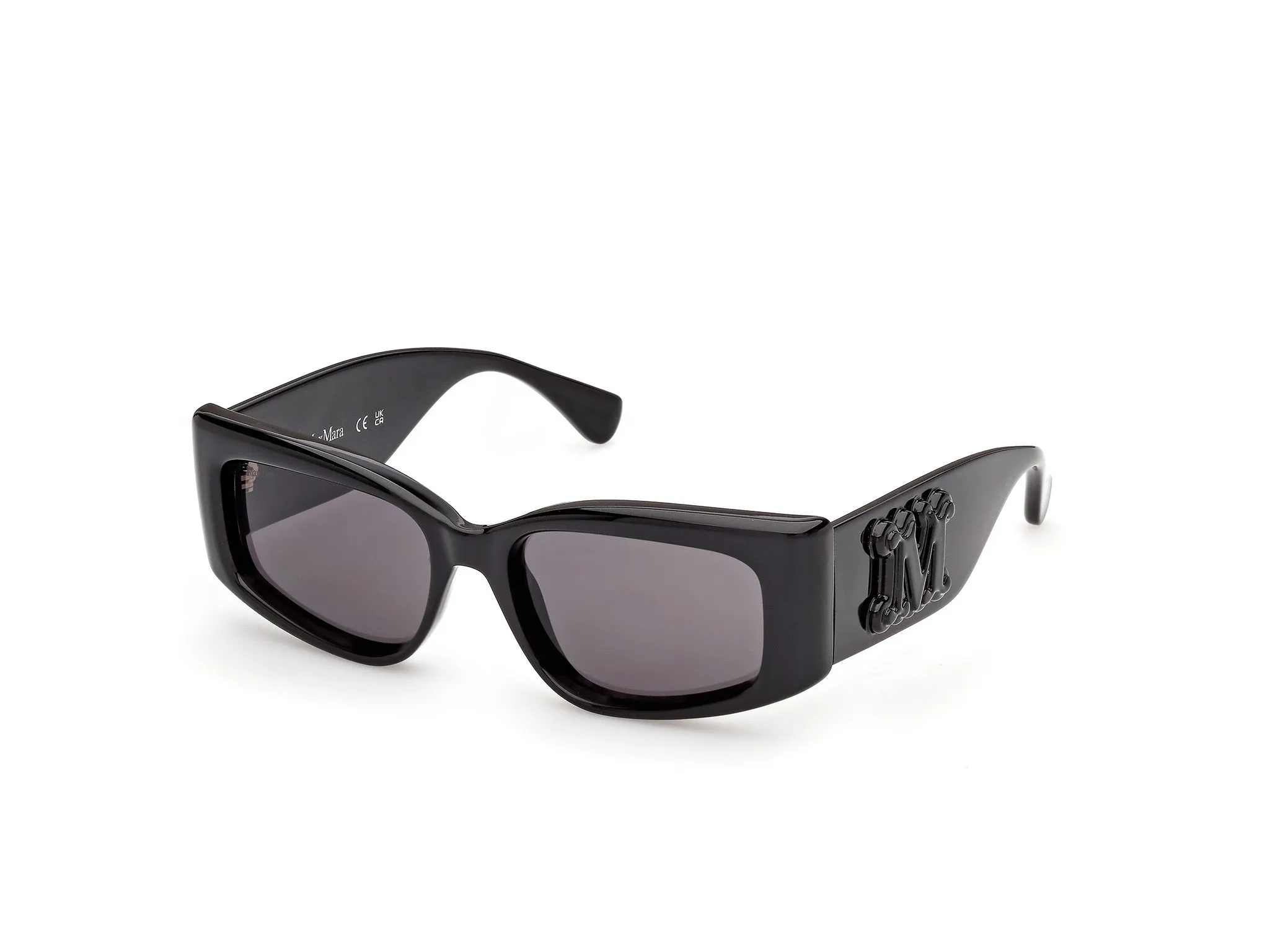 Max Mara MM0209 01A Occhiali da sole Iniettato Nero Fumo Geometrica Normale - immagine 1