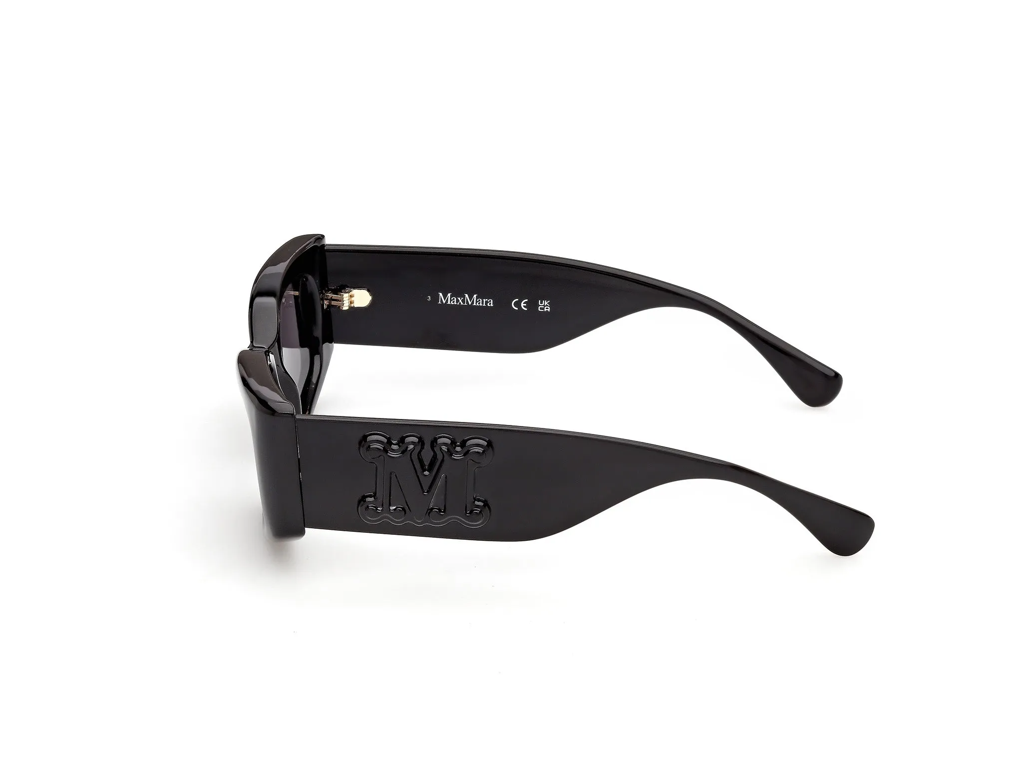 Max Mara MM0209 01A Occhiali da sole Iniettato Nero Fumo Geometrica Normale - immagine 3