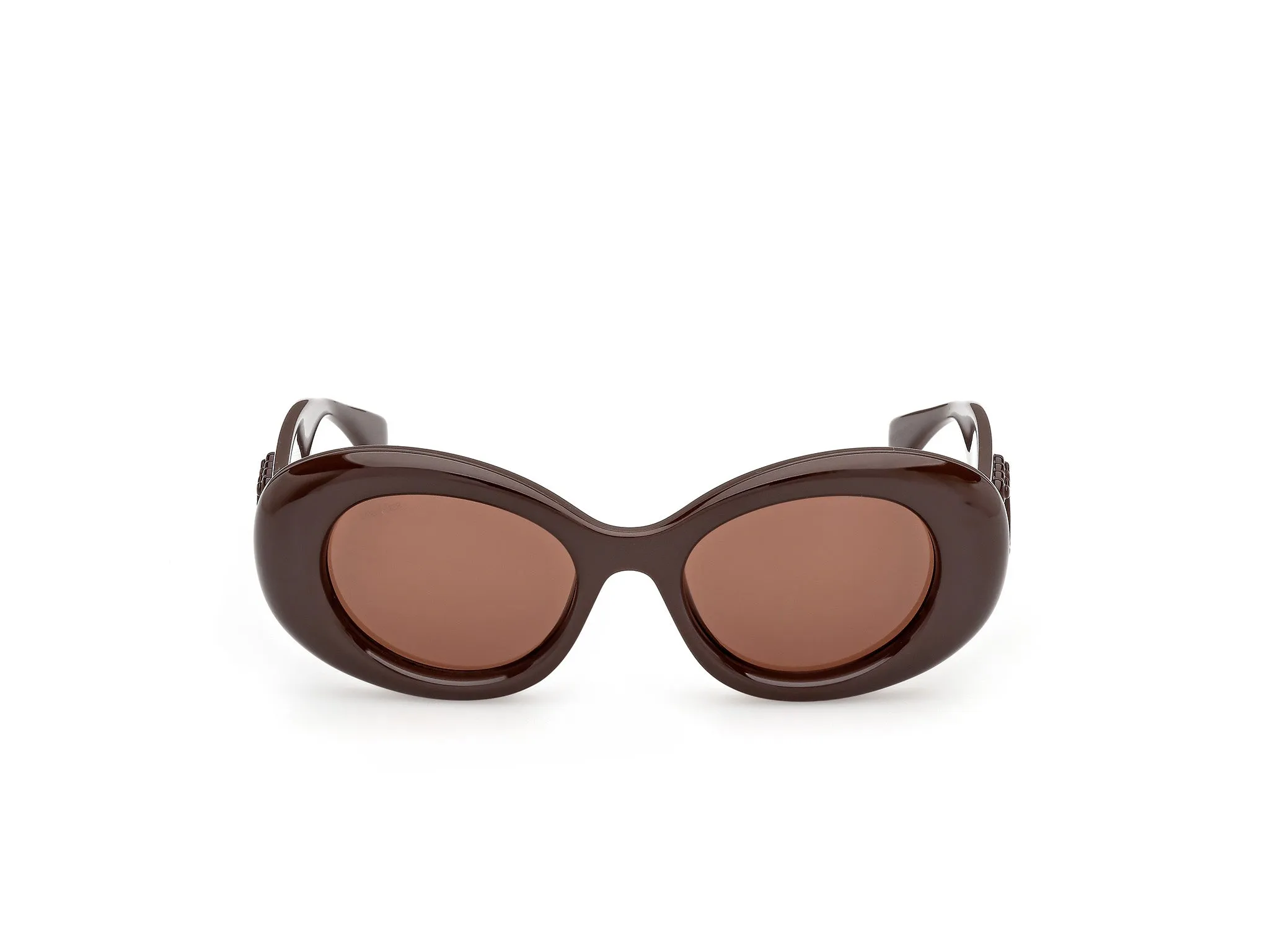 Max Mara MM0208 48J Occhiali da sole Iniettato Marrone Roviex Rotonda Normale - immagine 2