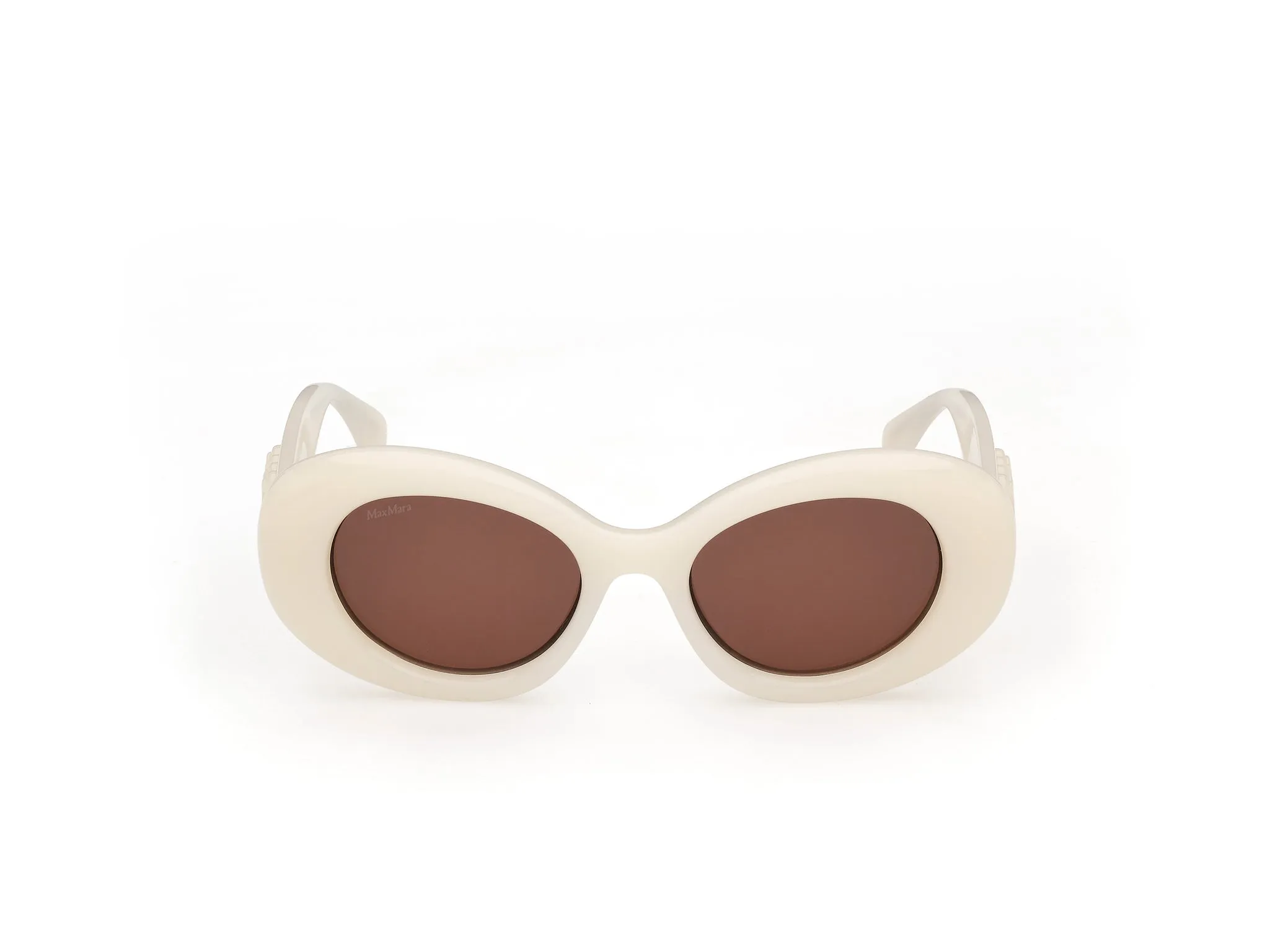 Max Mara MM0208 21E Occhiali da sole Iniettato Bianco Marrone Rotonda Normale - immagine 2