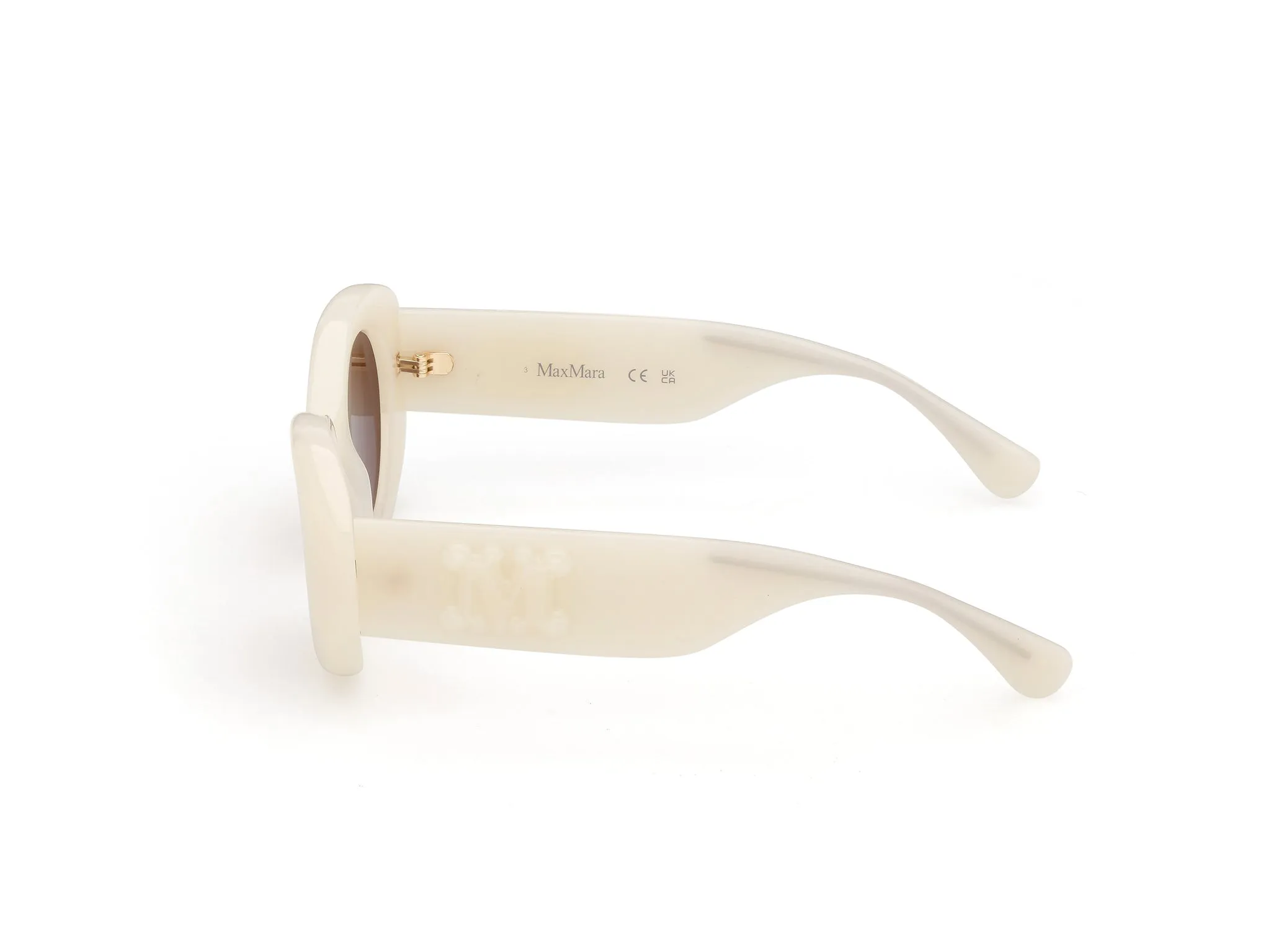 Max Mara MM0208 21E Occhiali da sole Iniettato Bianco Marrone Rotonda Normale - immagine 3