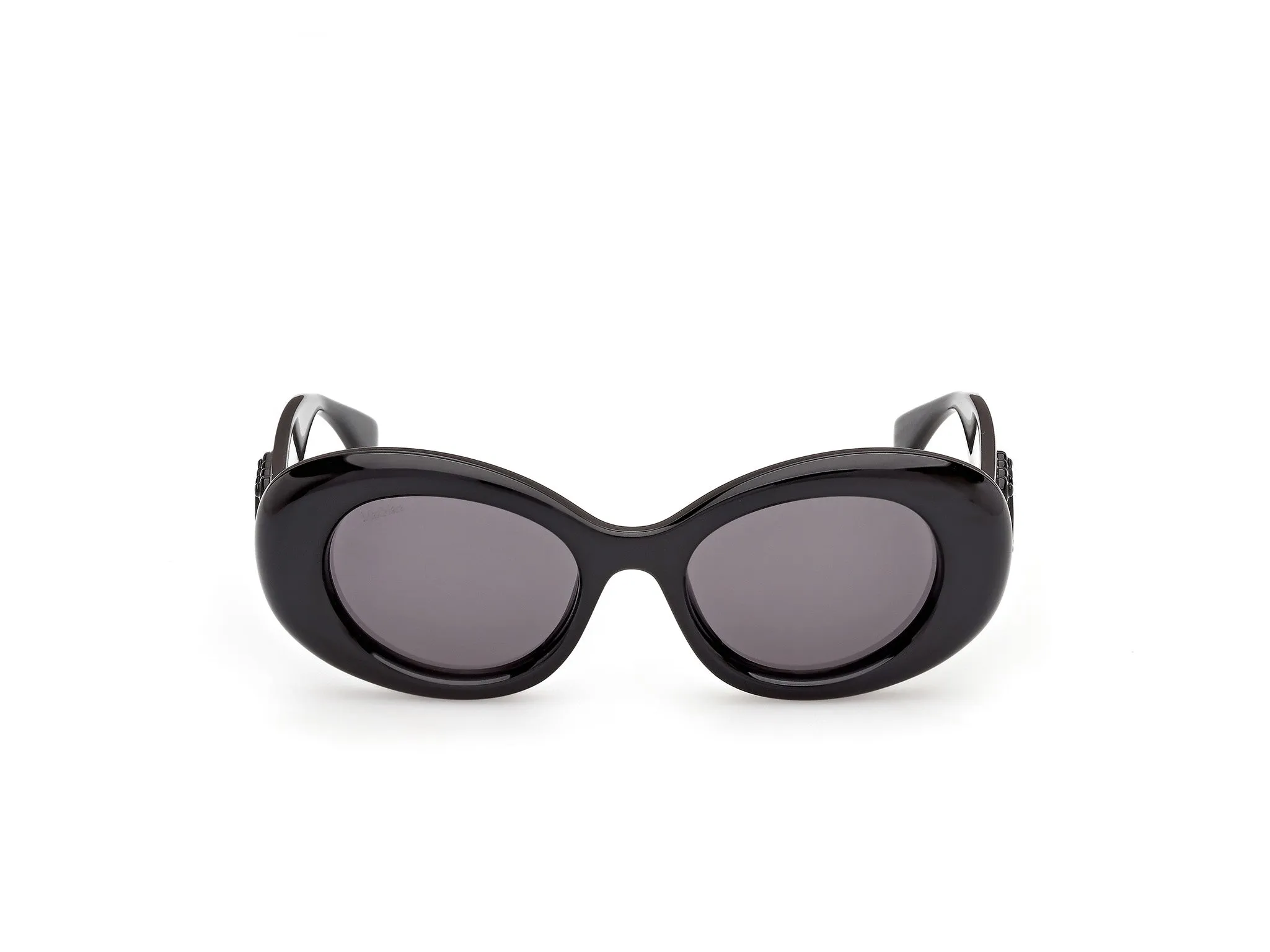 Max Mara MM0208 01A Occhiali da sole Iniettato Nero Fumo Rotonda Normale - immagine 2