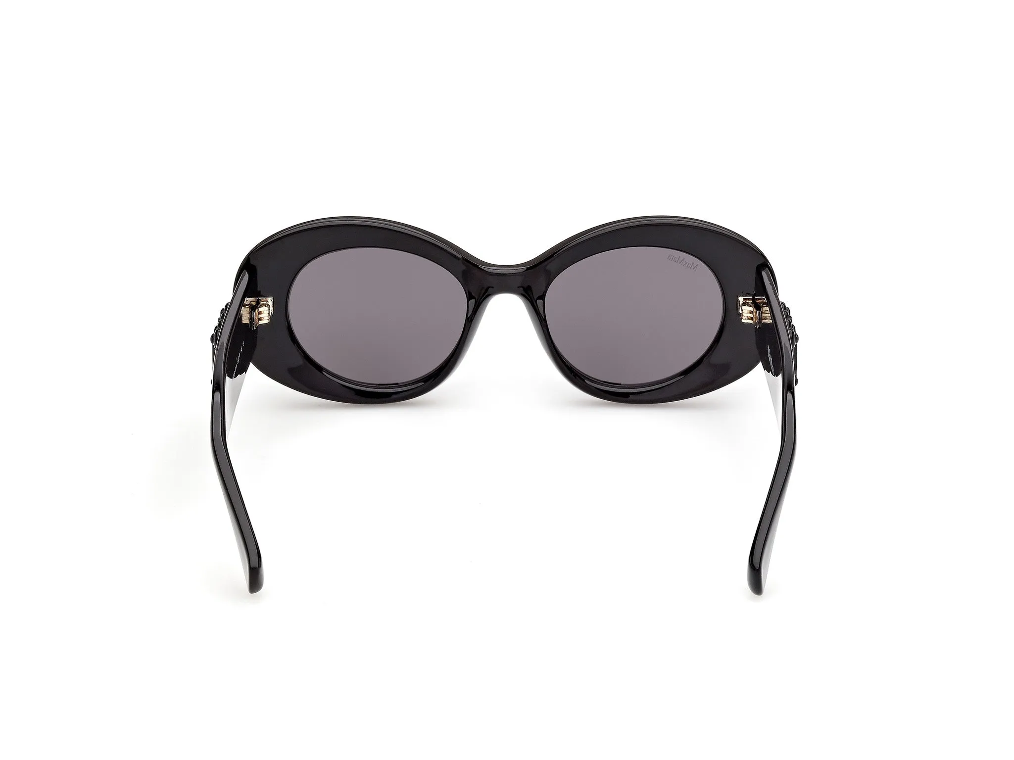 Max Mara MM0208 01A Occhiali da sole Iniettato Nero Fumo Rotonda Normale - immagine 4