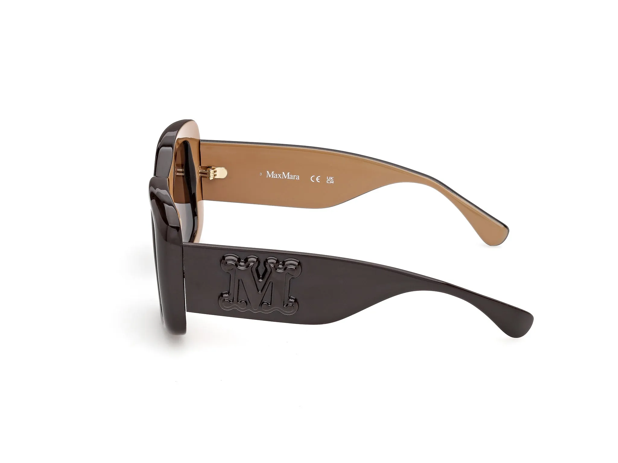 Max Mara MM0207 50E Occhiali da sole Iniettato Marrone Marrone Farfalla Normale - immagine 3