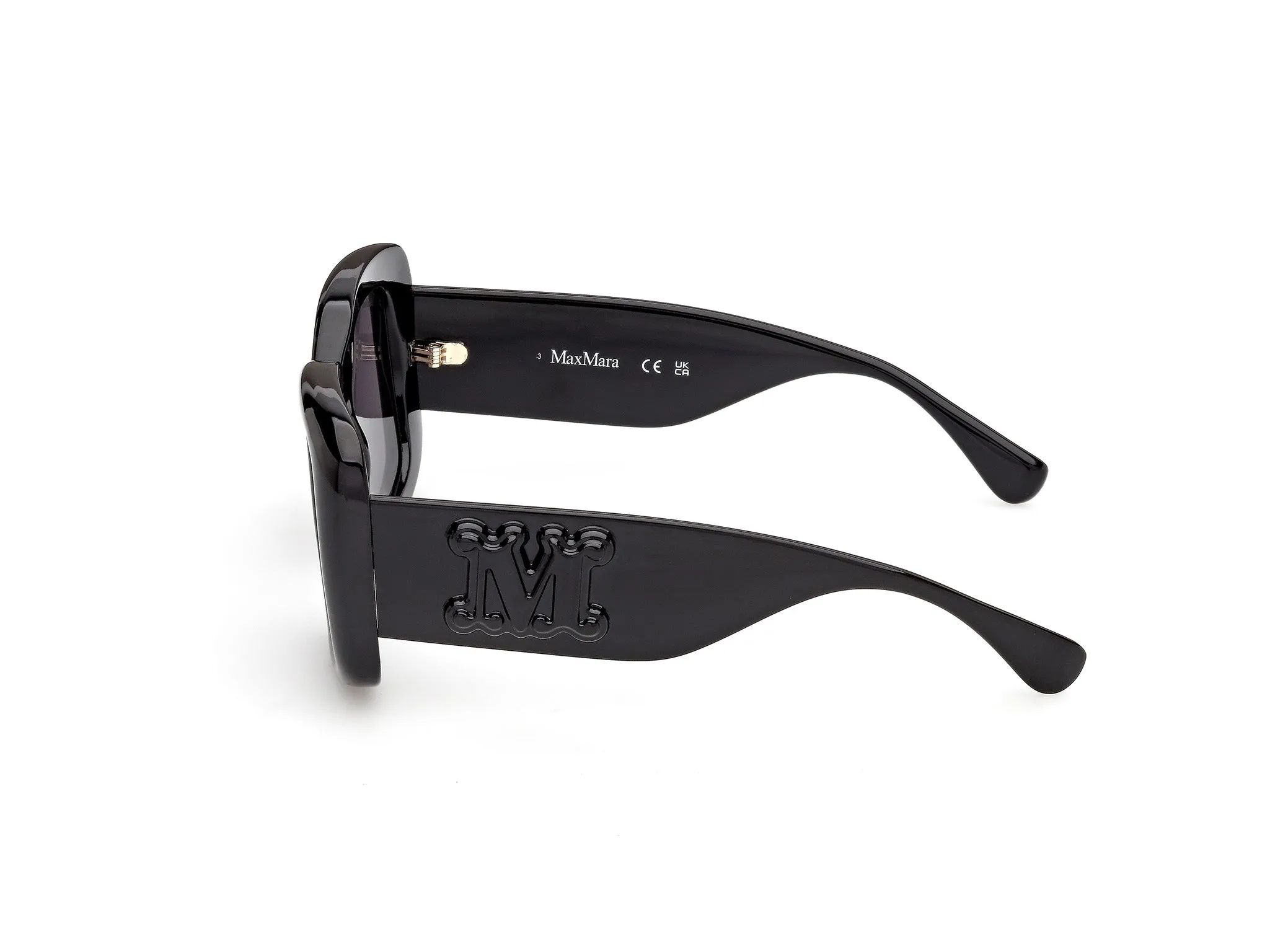 Max Mara MM0207 01A Occhiali da sole Iniettato Nero Fumo Farfalla Normale - immagine 3