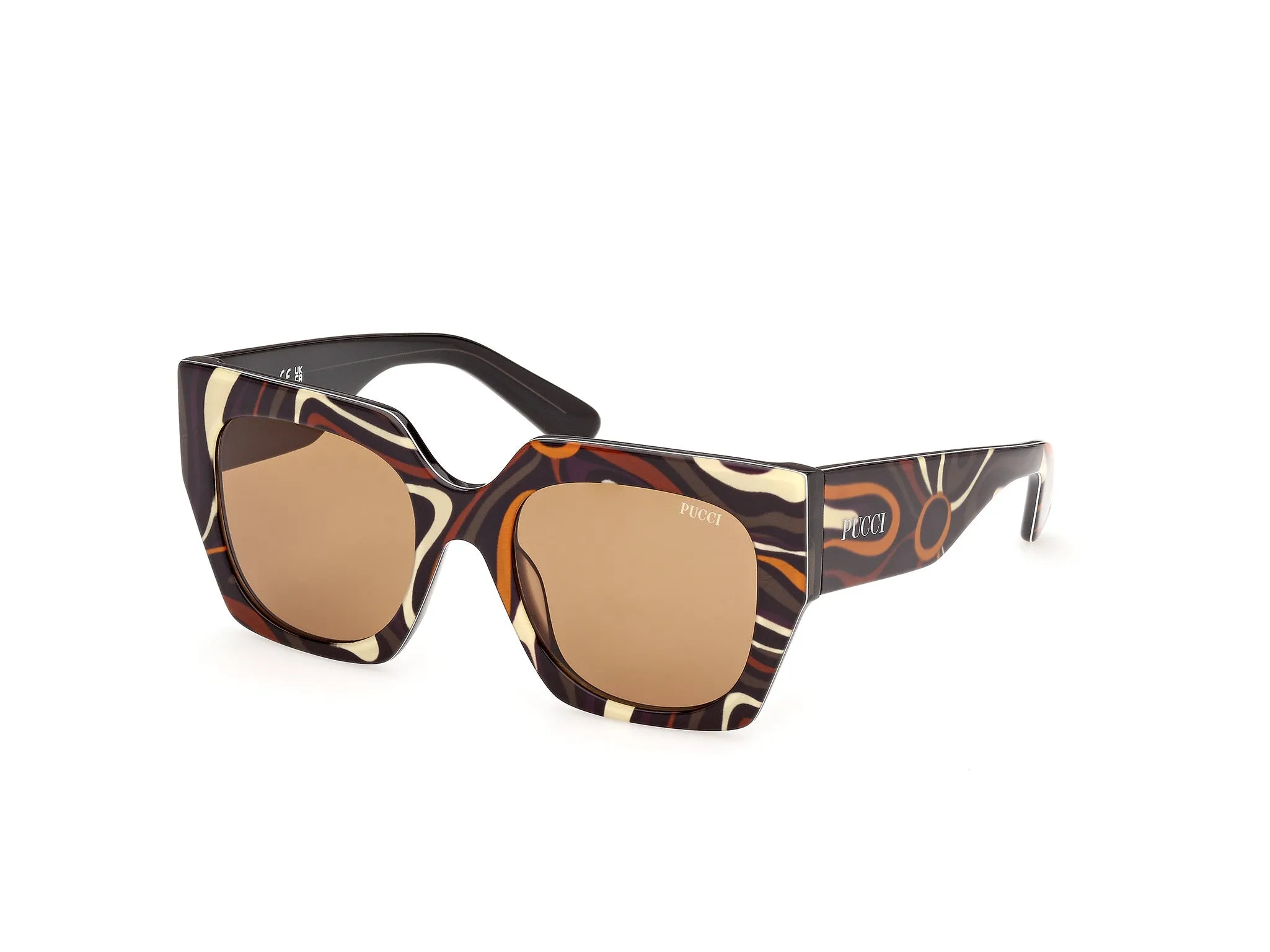 Emilio Pucci EP0262 99E Occhiali da sole Acetato Multi-colore Marrone Geometrica Normale - immagine 1