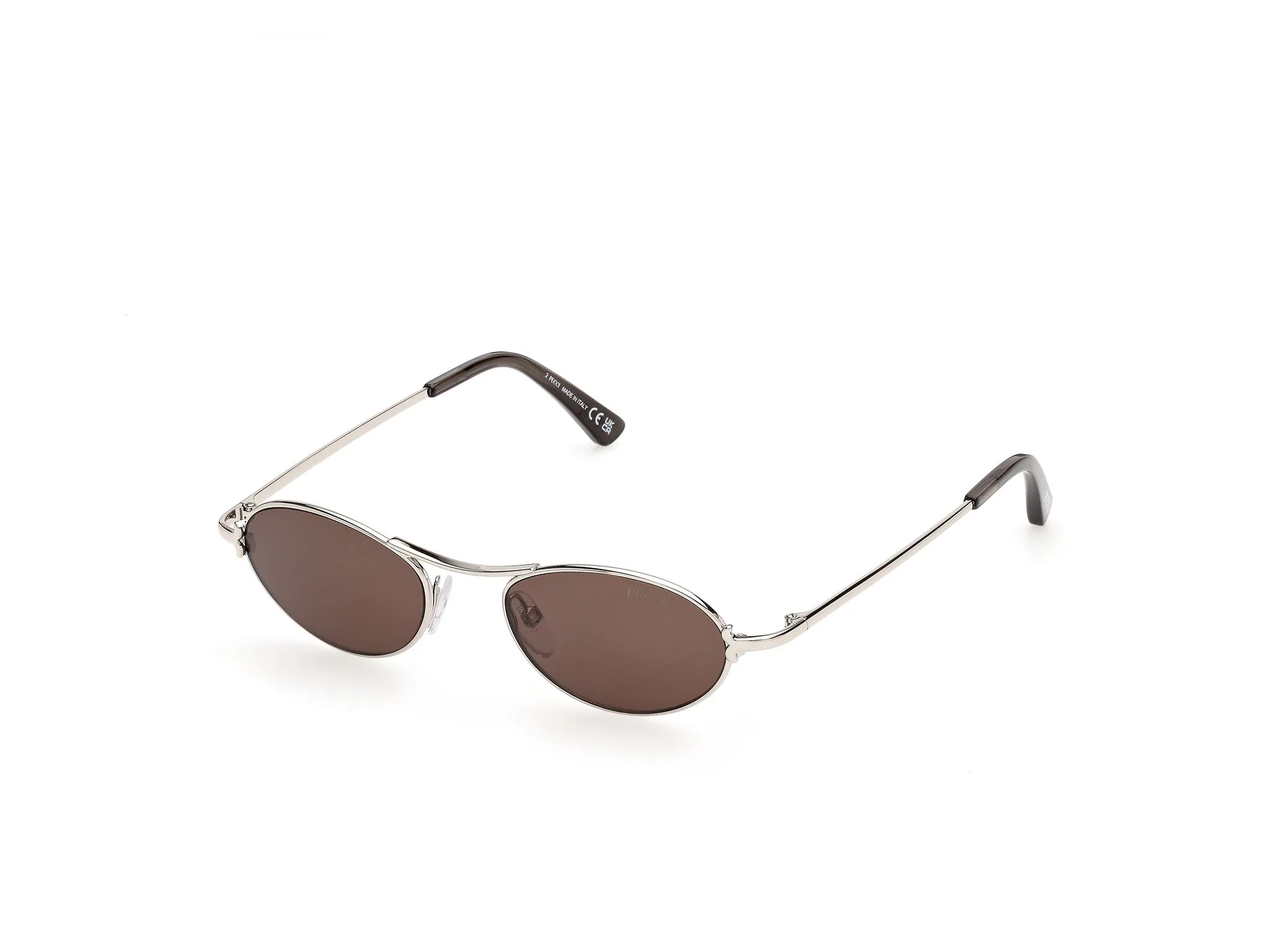 Emilio Pucci EP0261 16E Occhiali da sole Metallo Palladio Marrone Rotonda Normale - immagine 1