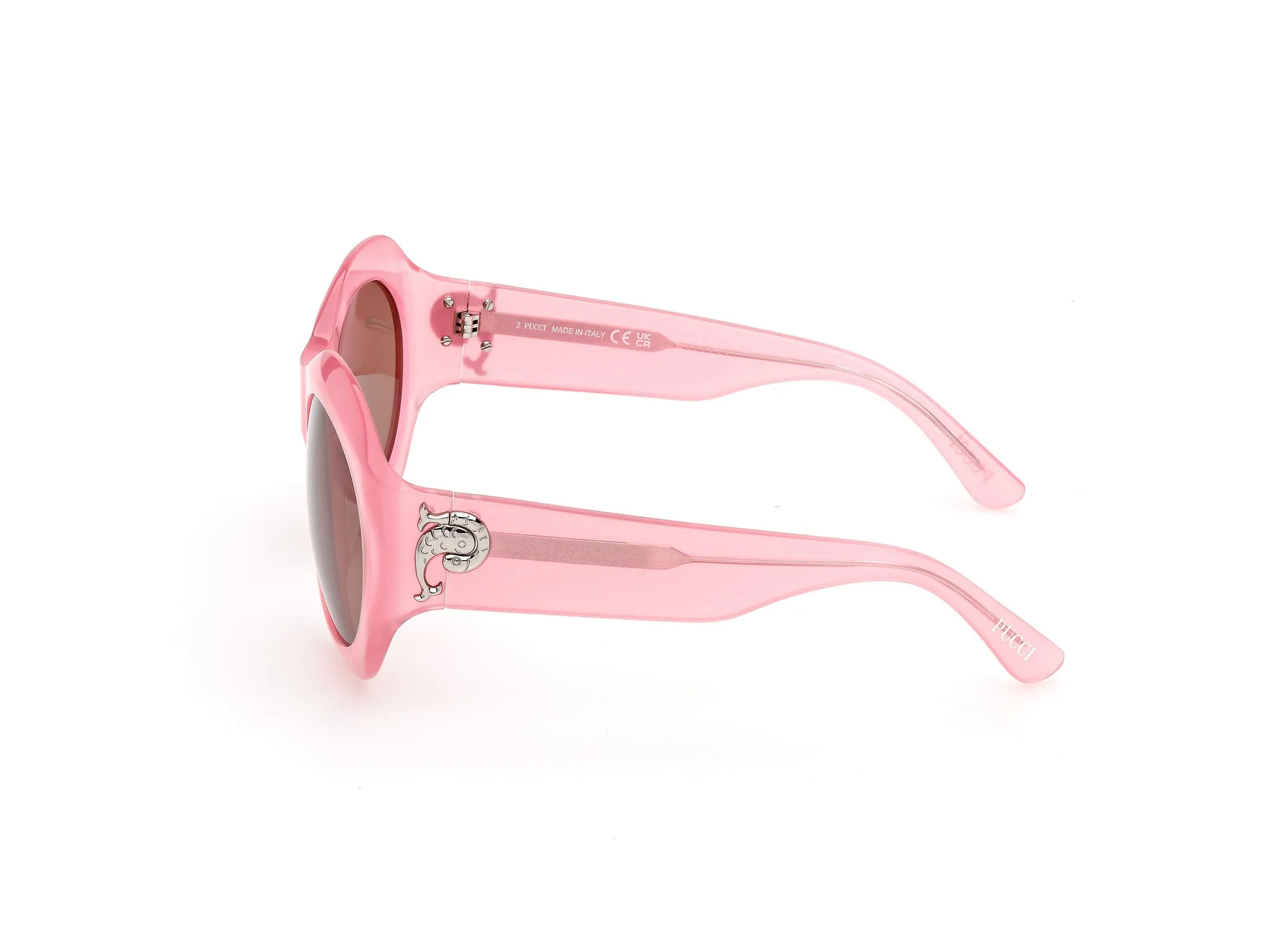 Emilio Pucci EP0260 72E Occhiali da sole Acetato Rosa Marrone Rotonda Normale - immagine 3