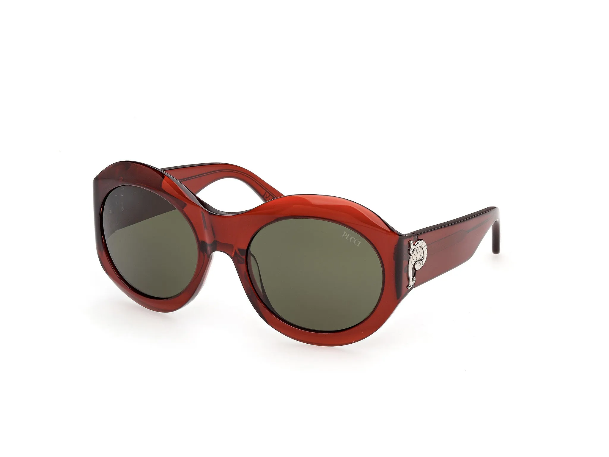 Emilio Pucci EP0260 66N Occhiali da sole Acetato Rosso Verde Rotonda Normale - immagine 1