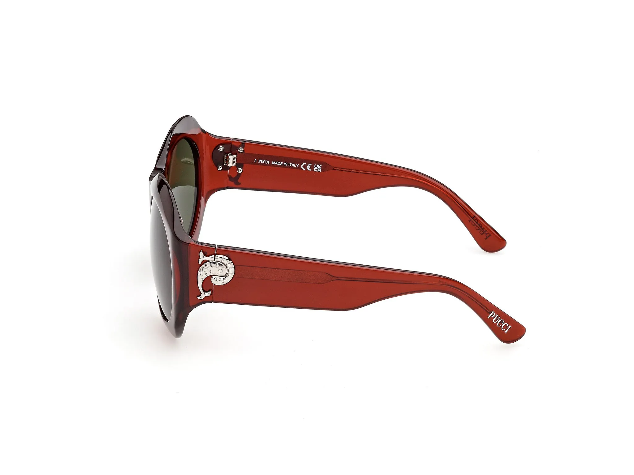 Emilio Pucci EP0260 66N Occhiali da sole Acetato Rosso Verde Rotonda Normale - immagine 3