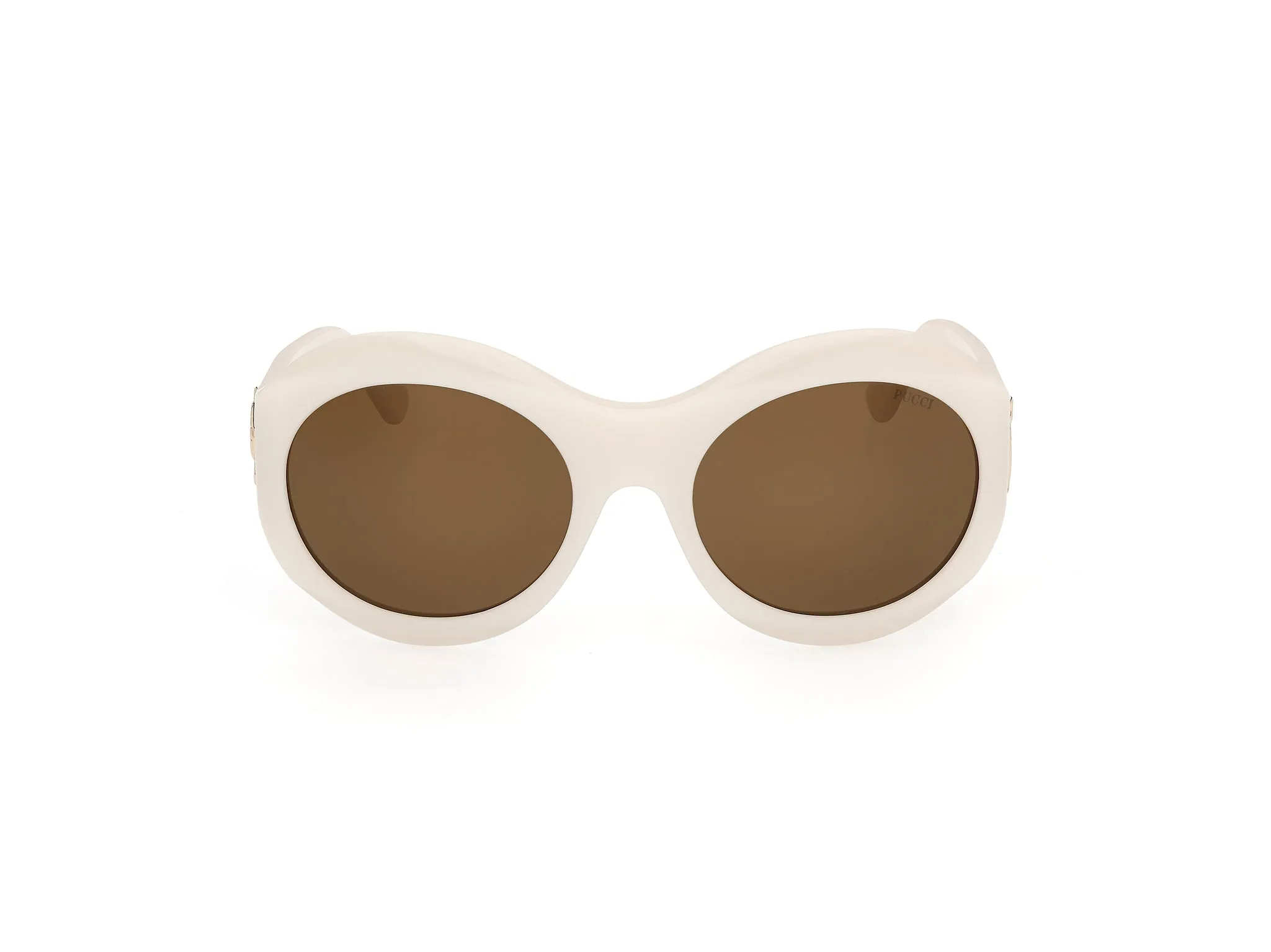 Emilio Pucci EP0260 25E Occhiali da sole Acetato Bianco Marrone Rotonda Normale - immagine 2